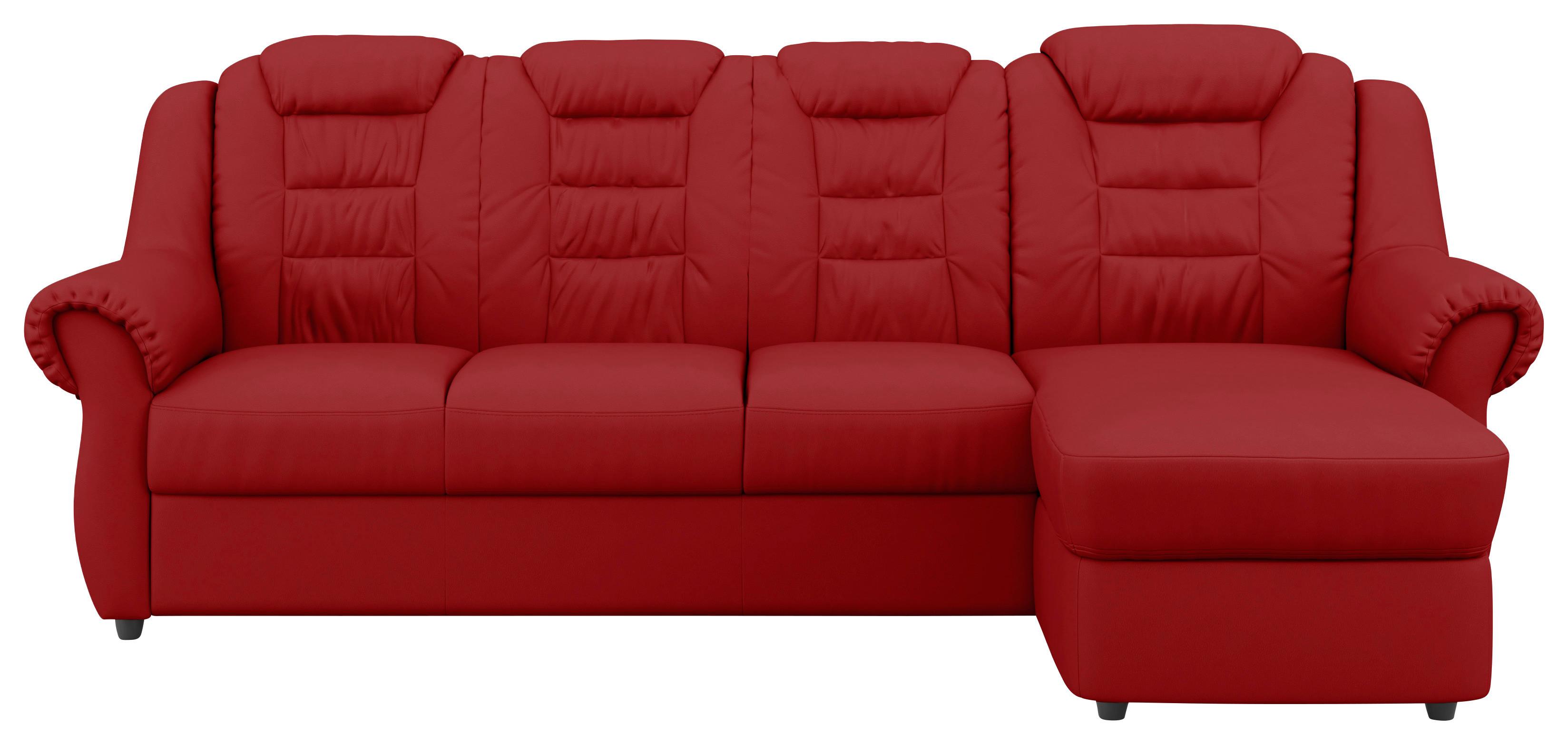 Ecksofa Boston Rot Lederlook - Rot/Schwarz, KONVENTIONELL, Textil (262/165cm) - Livetastic