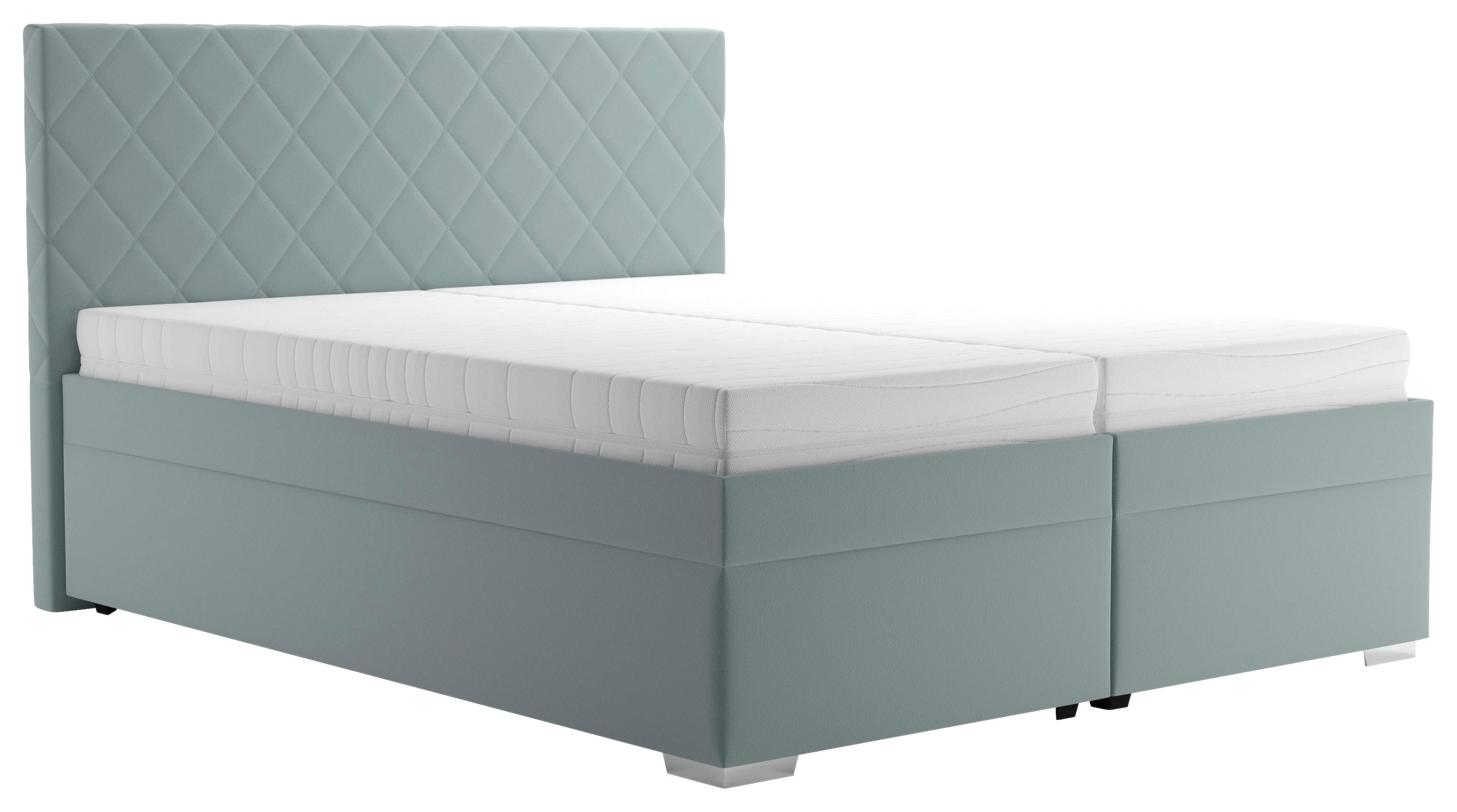 Čalúnená posteľ KLARA 160/200cm,mätovozelená - sivá/mätovozelená, Modern, drevo/textil (160/200cm)