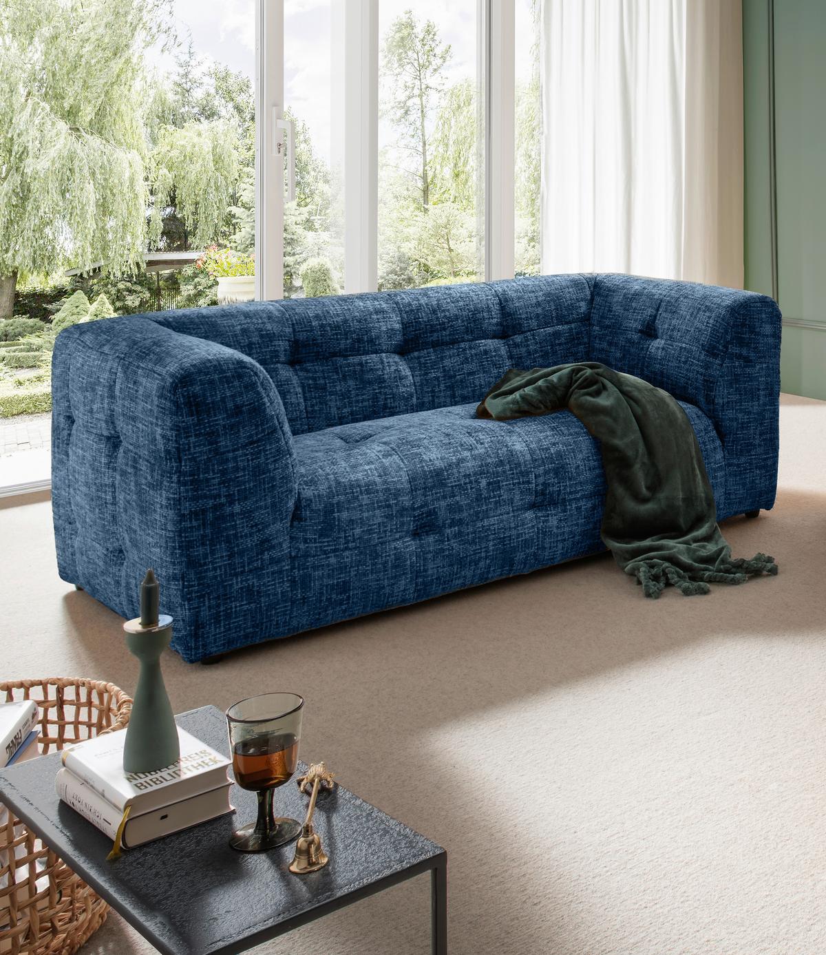 2-sitzer-sofa Velice, Blau B: 184 Cm - Blau/Schwarz, Design, Textil (184/72/95cm) - Livetastic