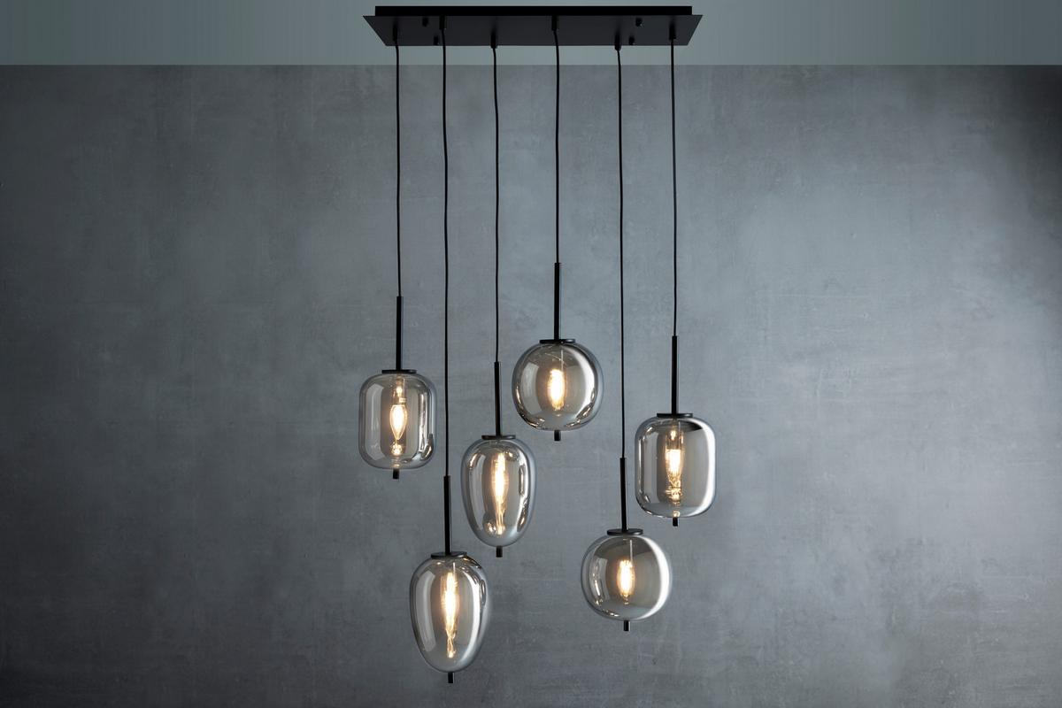 Závesné svietidlo Jeanette, max. 40 Watt - čierna, Modern, kov/sklo (80/34/120cm) - Premium Living
