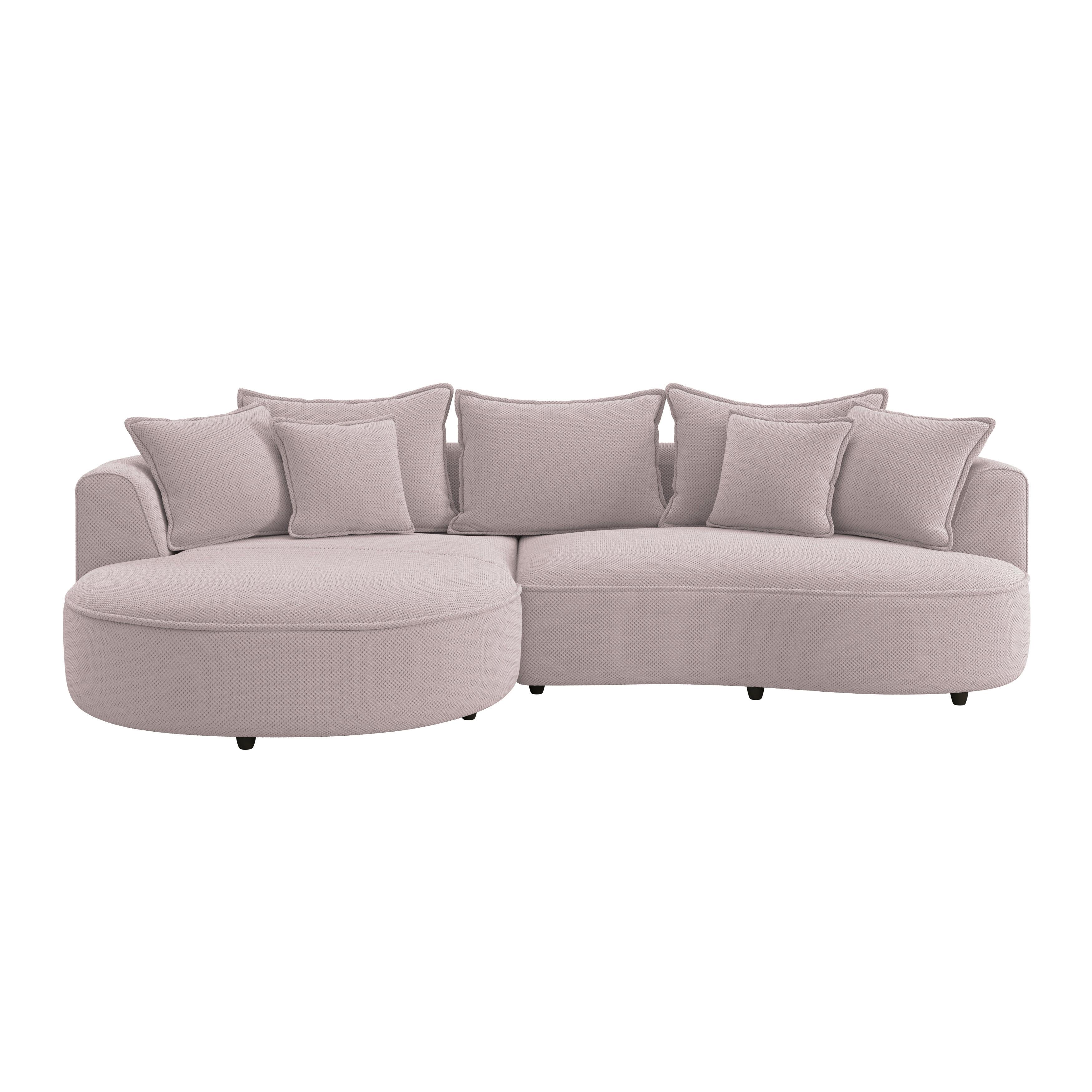 Ecksofa Levi - Hellrosa/Schwarz, MODERN, Textil (168/287cm)