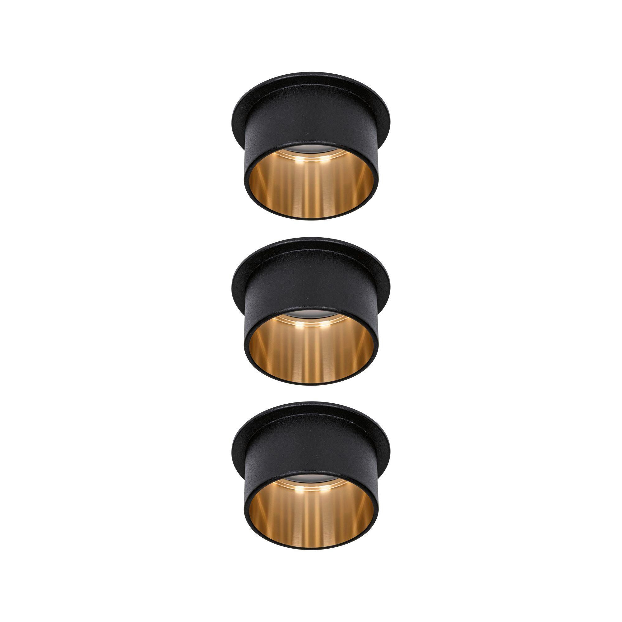 Deckenleuchte 3er-Set Ø 6,8 cm 3-Flammig, dimmbar - Goldfarben/Schwarz, Basics, Metall (6,8cm) - Paulmann