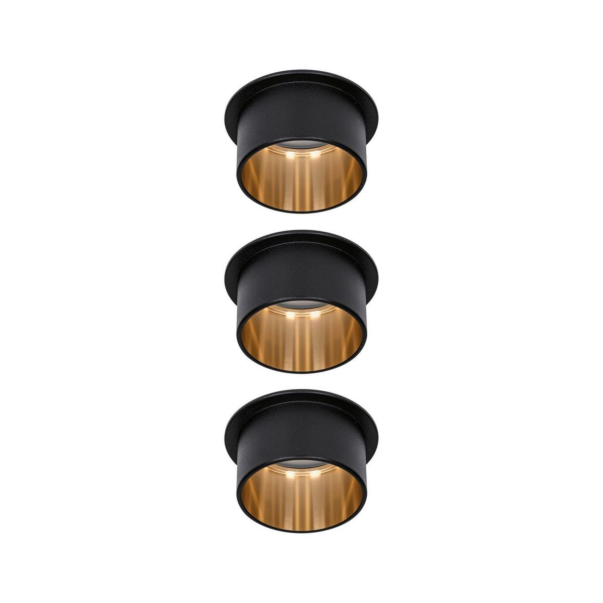 Deckenleuchte 3er-Set Ø 6,8 cm 3-Flammig, dimmbar - Goldfarben/Schwarz, Basics, Metall (6,8cm) - Paulmann