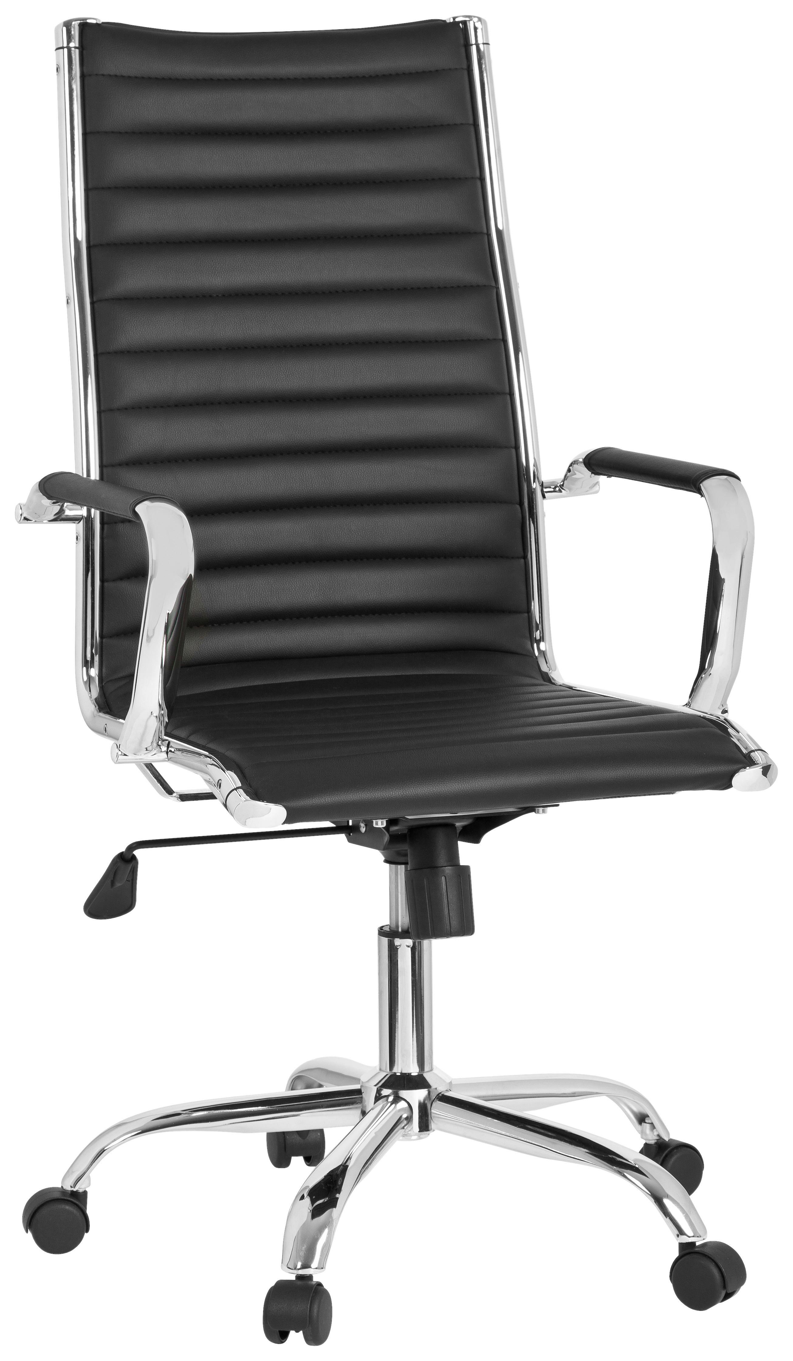 Bürostuhl Vermona Schwarz bis 110 kg - Silberfarben/Schwarz, Basics, Kunststoff/Textil (54/117/43cm) - MID.YOU