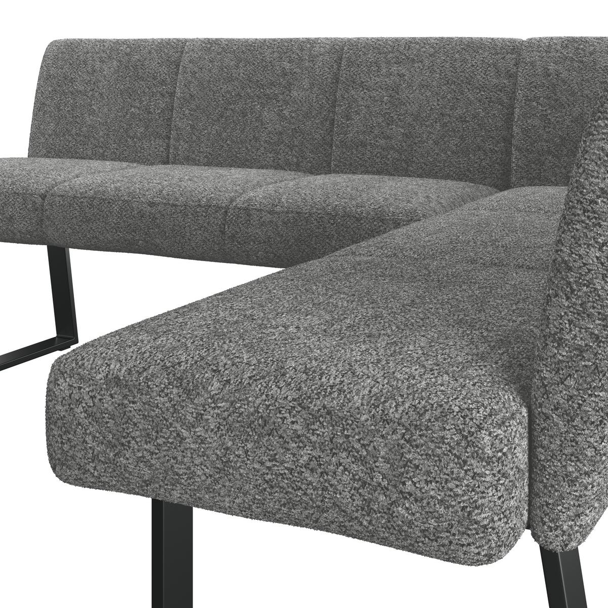 Eckbank Grau Eisen/polyester Leinenoptik Terri 190x150 Cm - Schwarz/Grau, MODERN, Textil/Metall (190/150cm) - MID.YOU