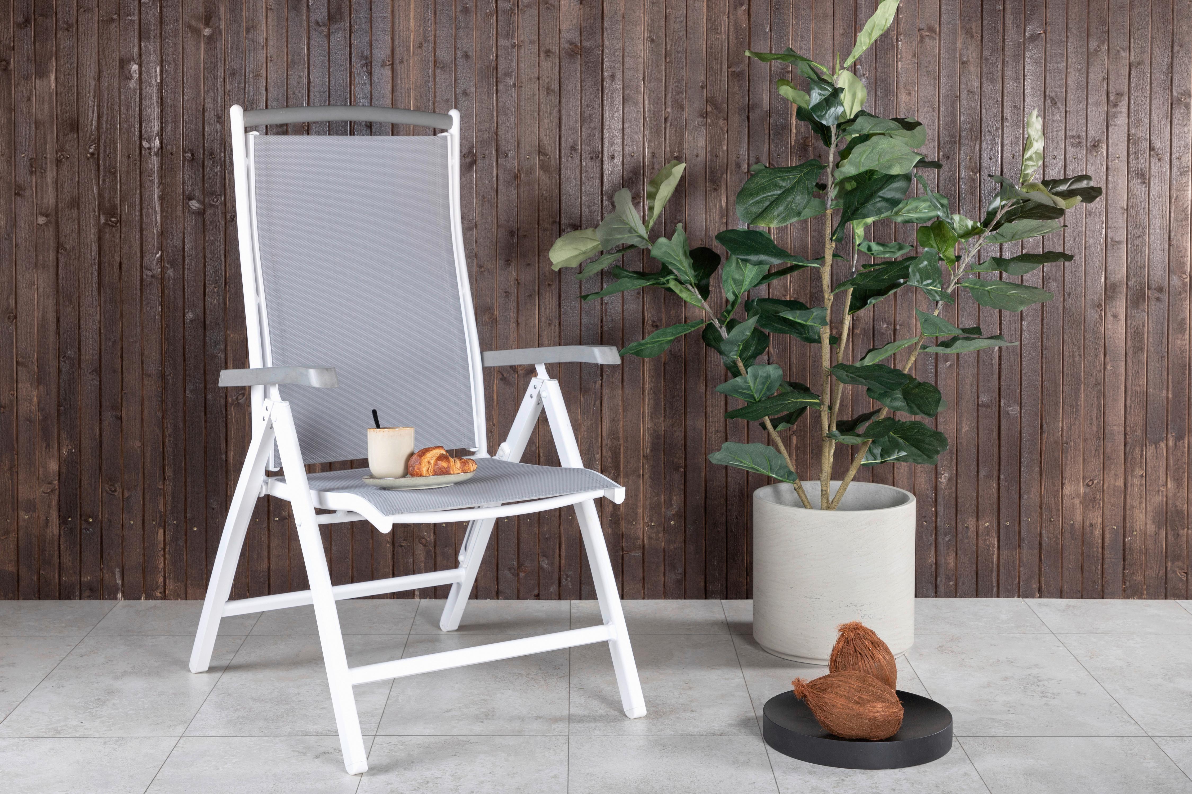 Gartensessel-set 2-tlg. Klappbar Albany Metall - Weiß/Grau, KONVENTIONELL, Metall (60/110/60cm) - Gardenson
