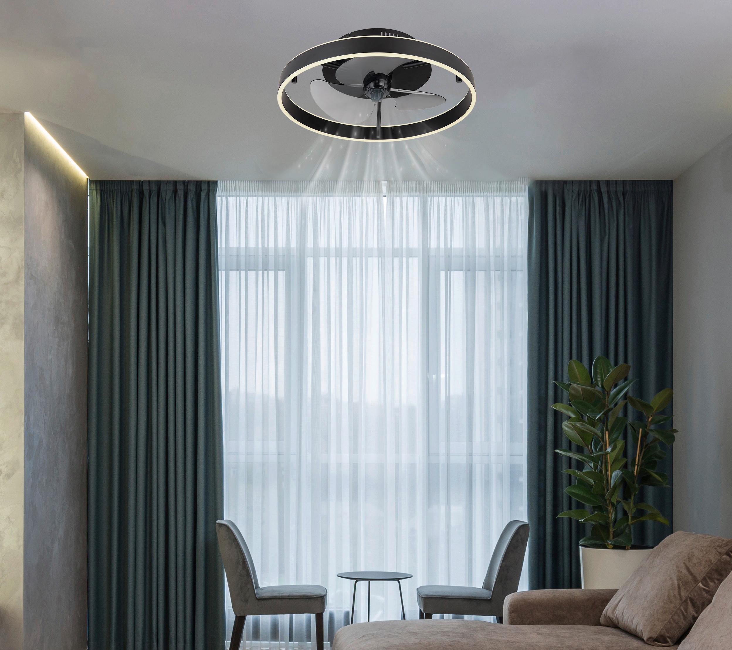 Deckenventilator Conway Schwarz Weiß D: 50 cm - Schwarz/Weiß, KONVENTIONELL, Kunststoff/Metall (50/14,5cm) - Globo