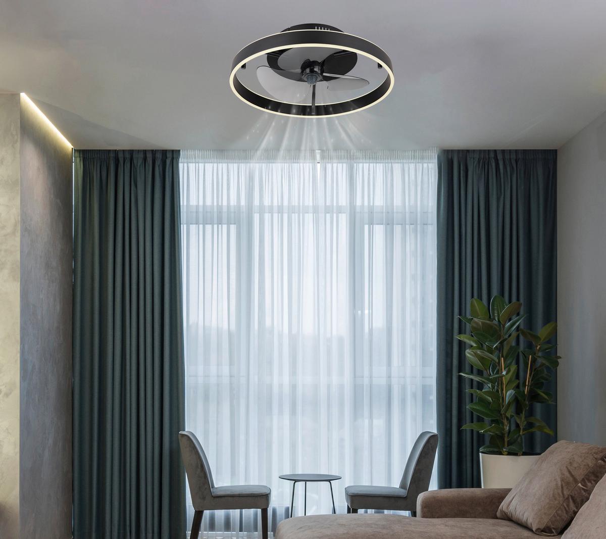 Deckenventilator Conway Schwarz Weiß D: 50 cm - Schwarz/Weiß, KONVENTIONELL, Kunststoff/Metall (50/14,5cm) - Globo