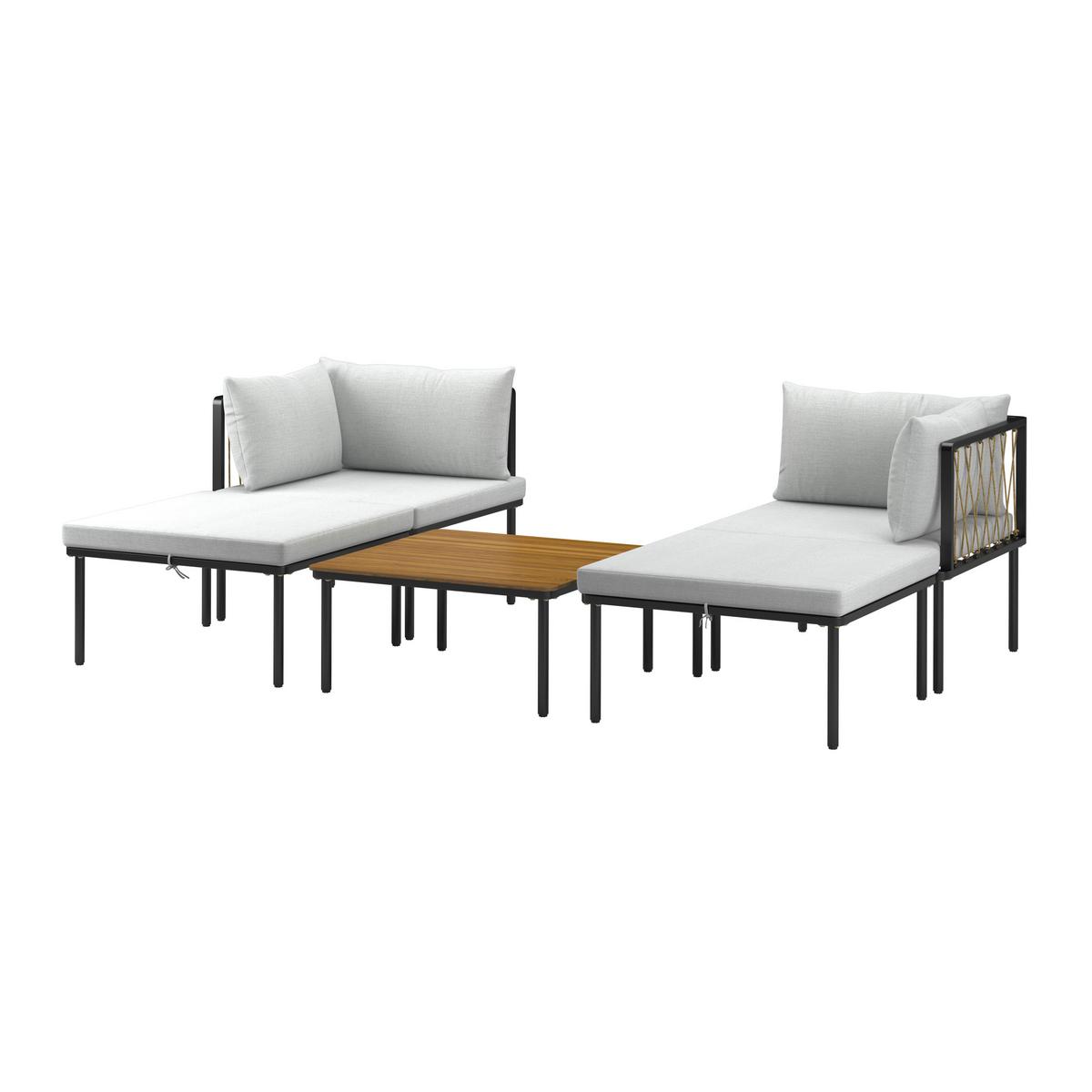 Loungegarnitur Vienna - Schwarz/Grau, MODERN, Holz/Textil (70/30/77cm) - Beldano