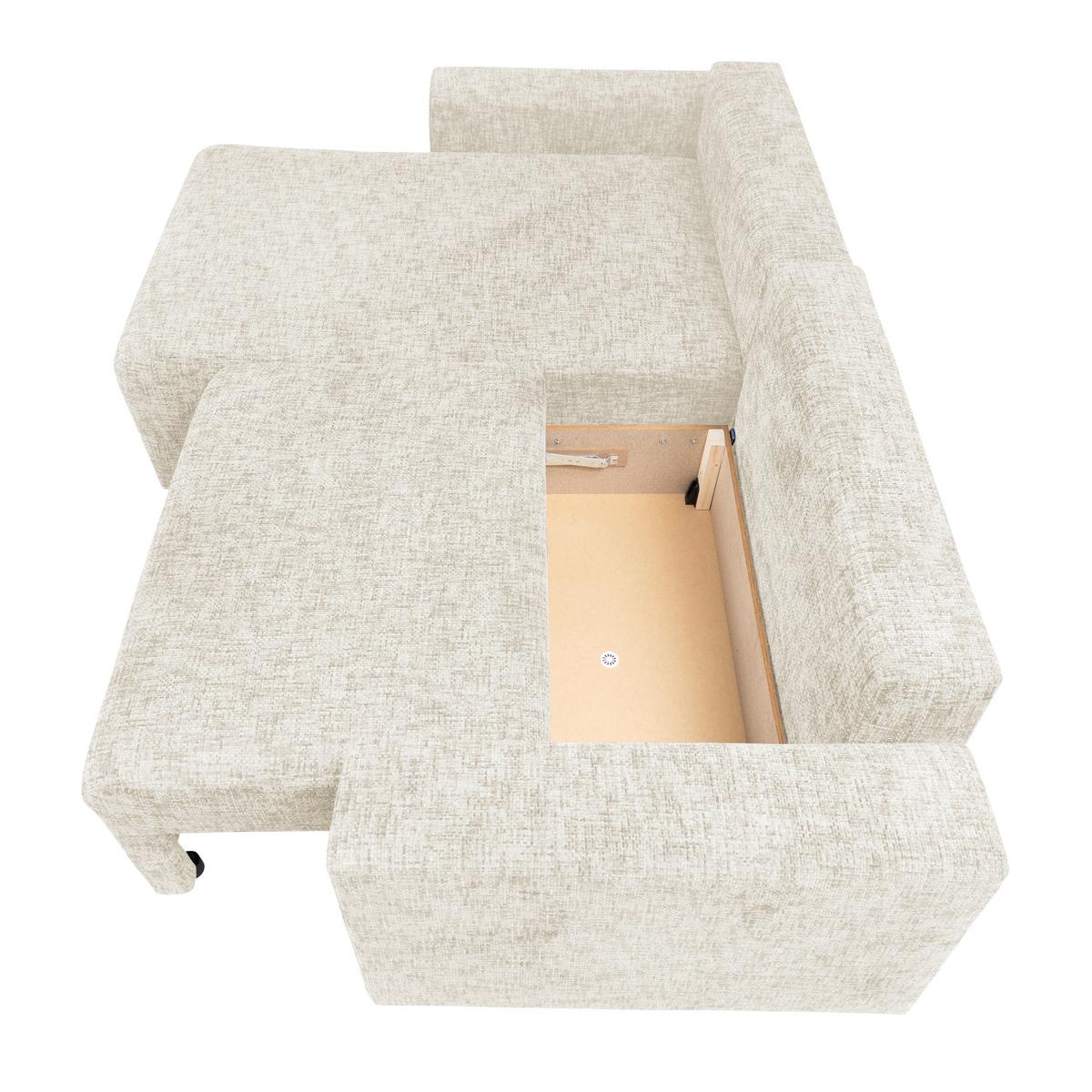 Ecksofa Dallas Struktur Beige 173x258 Cm - Beige/Schwarz, MODERN, Holz/Kunststoff (173/258cm)