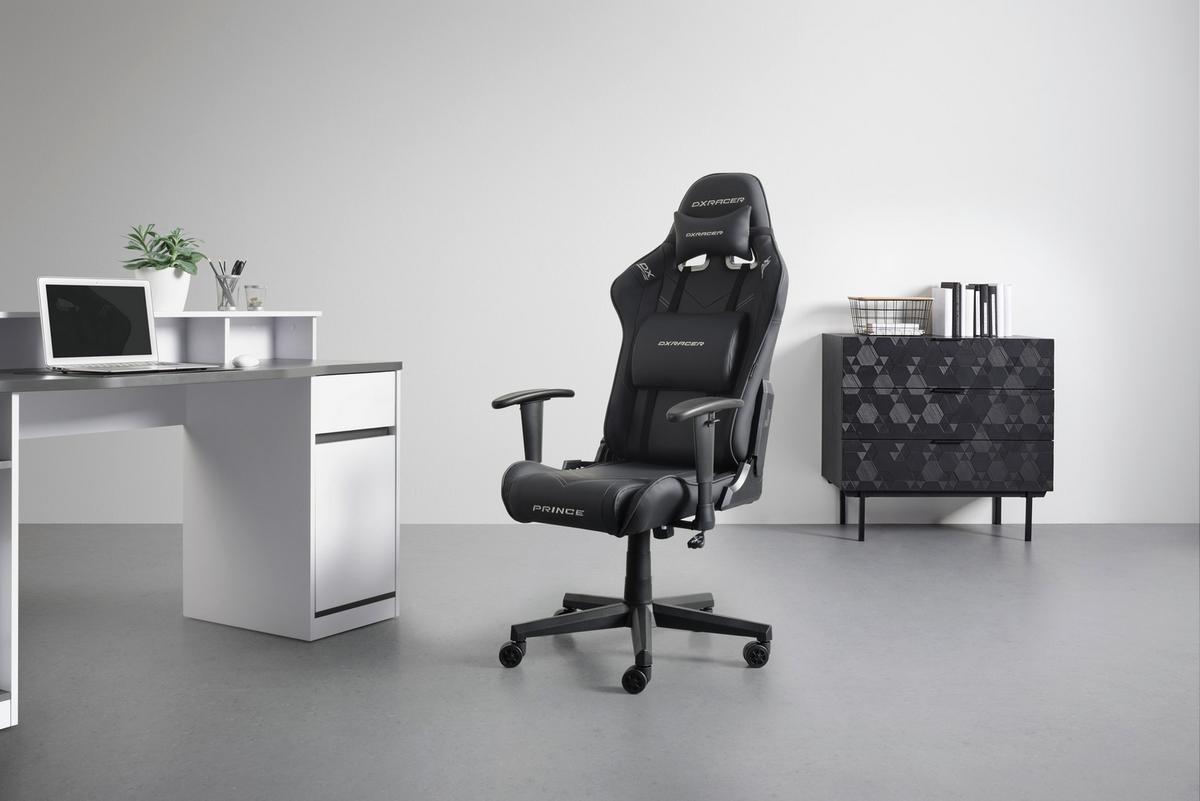 Herné kreslo PRINCE -EXKLUSIV- - čierna/biela, Modern, textil/plast (67/126/67cm) - Dxracer