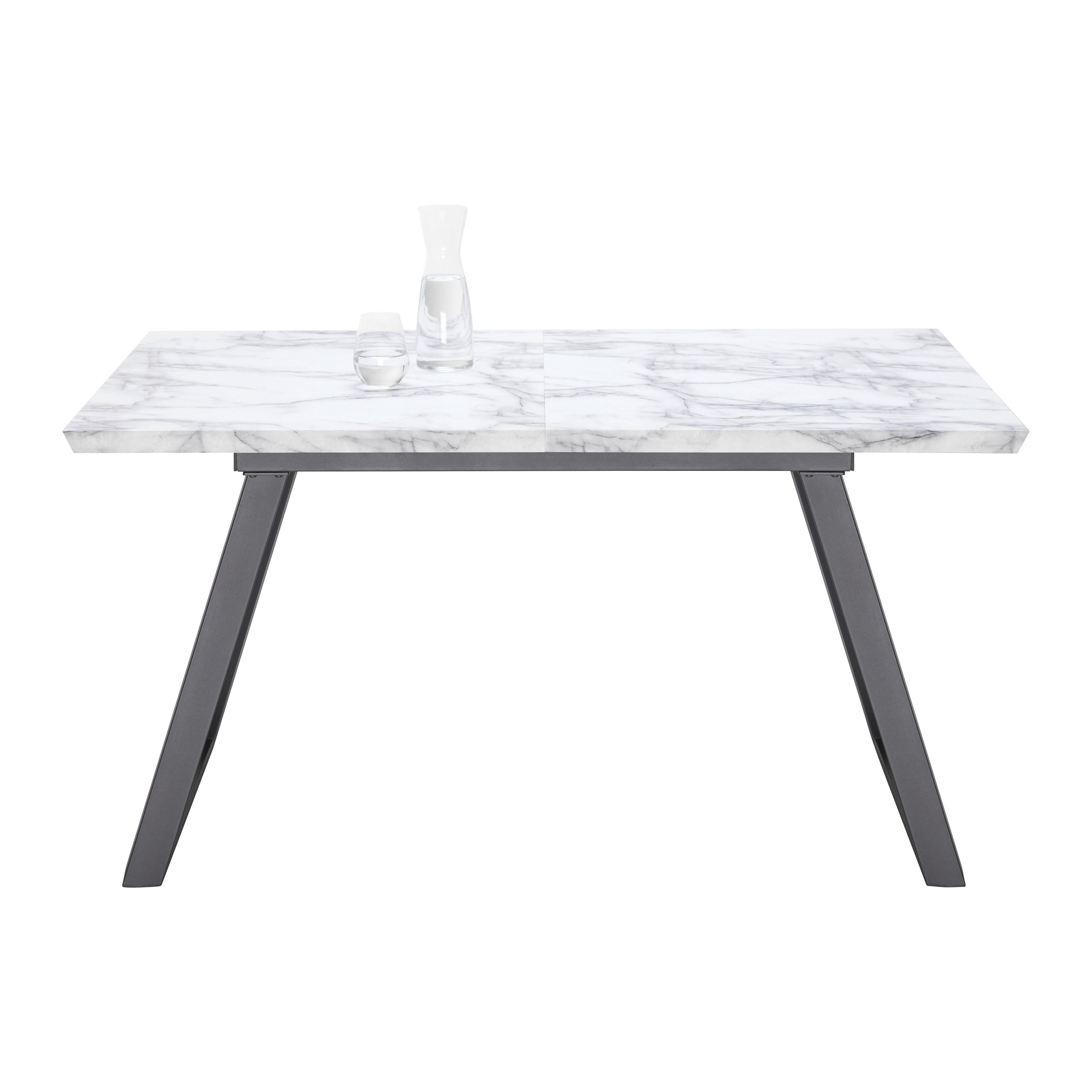Jídelní Stůl Luigi 140-180 Cm - bílá/černá, Moderní, kov/kompozitní dřevo (140-180/80/76cm) - Bessagi Home
