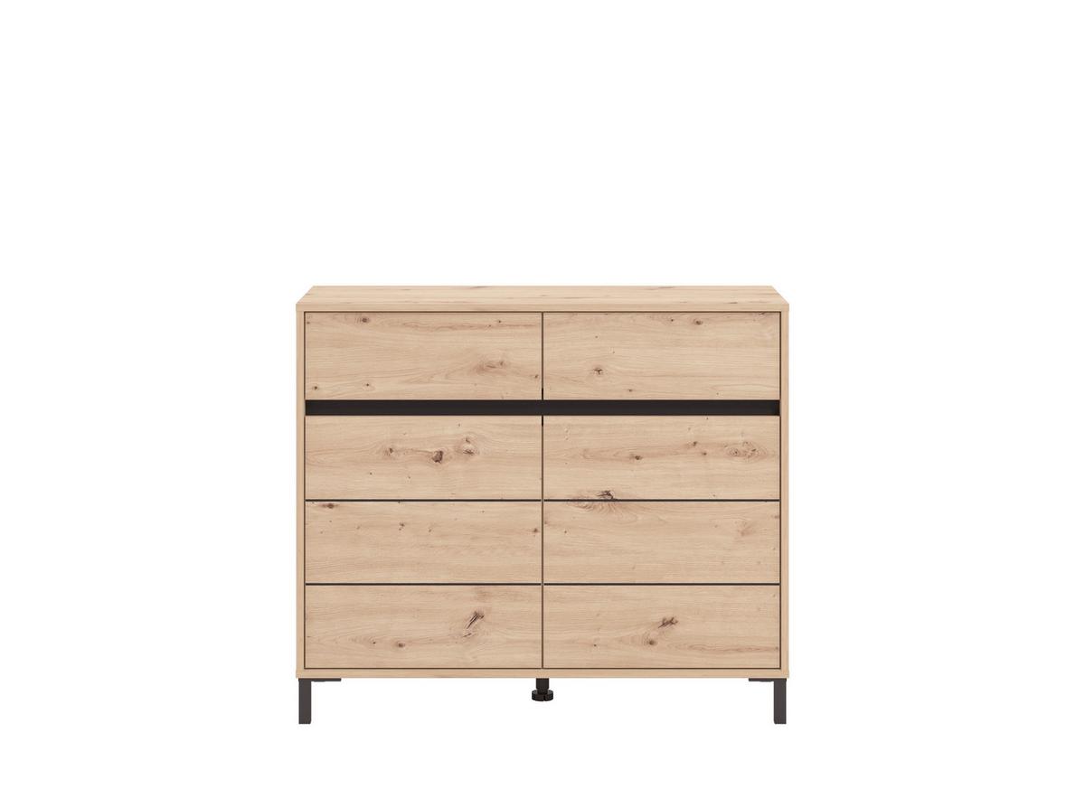 Komód Marron - fekete/Artisan tölgy, Basics, faalapú anyag (106/90/40cm)