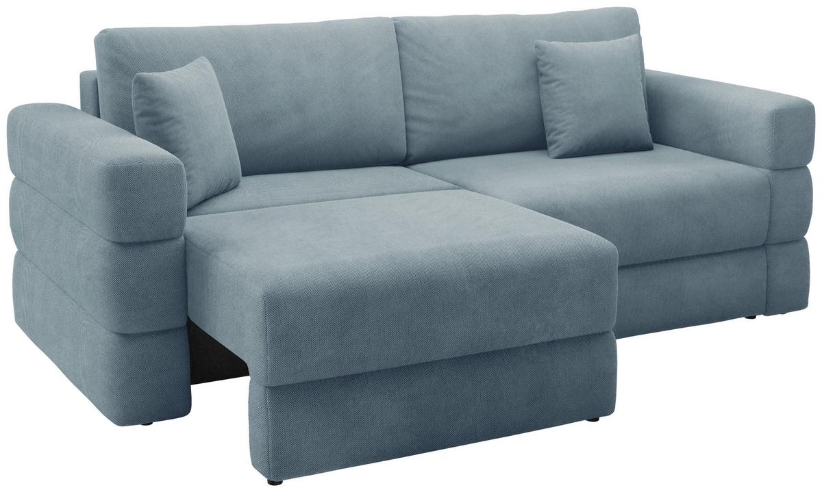 Schlafsofa Terazzo Blau B: 254cm - Blau/Schwarz, Design, Textil (254/93/167cm) - Livetastic