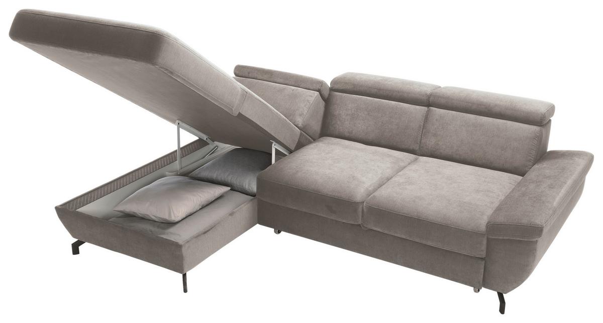 Ecksofa Rima - Silberfarben, MODERN, Textil (182/262cm) - Trendmanufaktur
