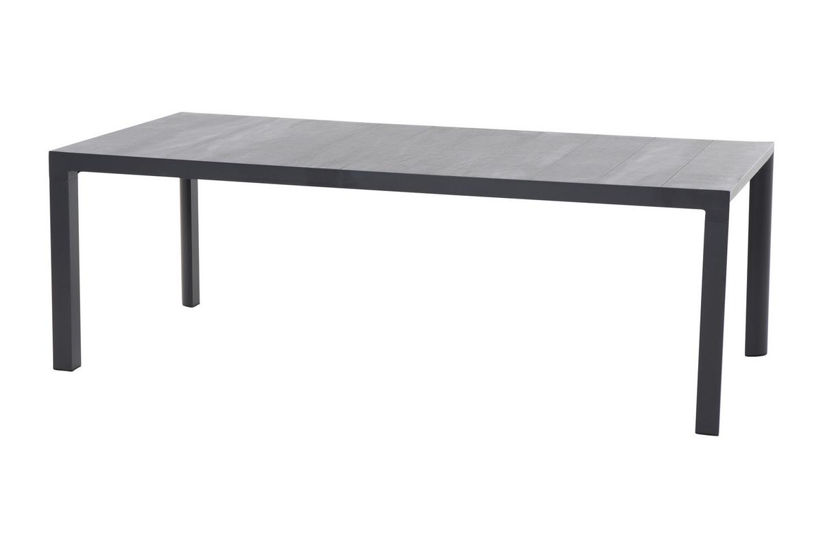 Gartentischgruppe Milano S.set + Silva 7tlg - Anthrazit, MODERN, Keramik/Kunststoff (100/88/220cm) - Siena Garden