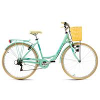 Citybike Damen 28 Zoll Cantaloupe mit Korb 6 Gänge - Gelb/Mintgrün, Basics, Metall (180/70cm) - Da Capo