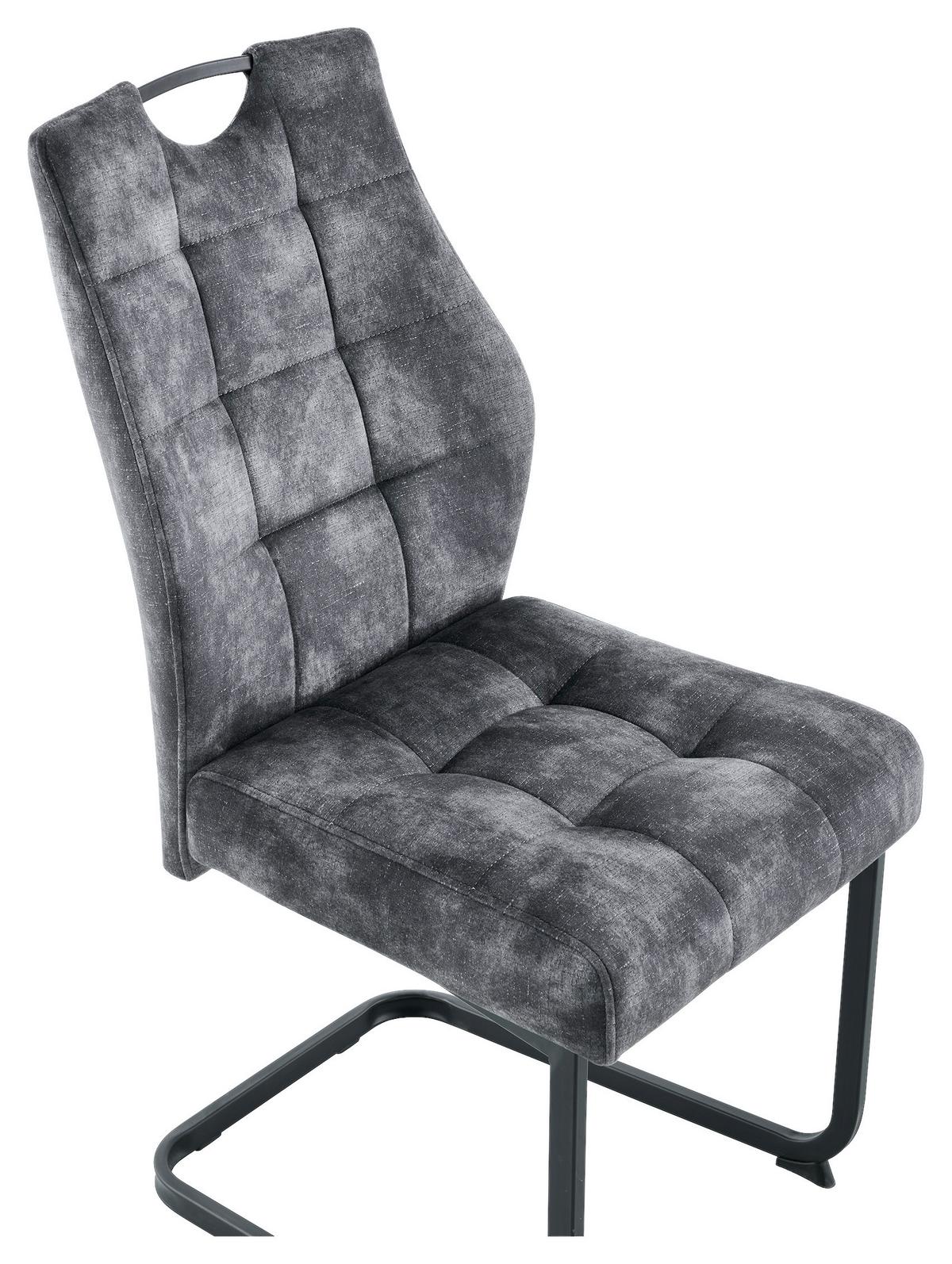 Szánkótalpas Szék Emília - fekete/antracit, Konventionell, textil/fém (43/95/61cm)