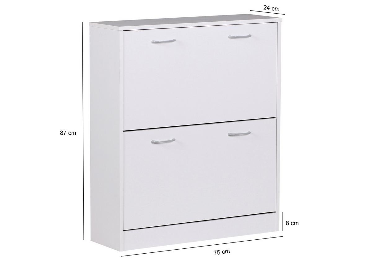 Vyklápěcí botník Sarah bílý - bílá/barvy stříbra, Konvenční, kompozitní dřevo/plast (75/87/24cm) - MID.YOU
