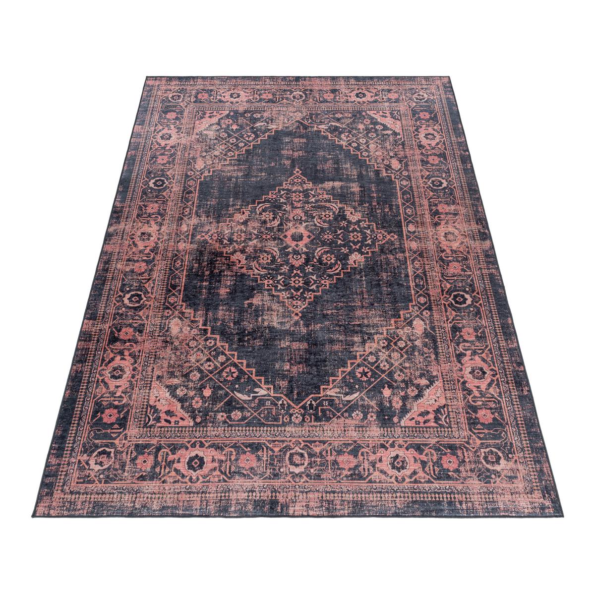 Flachwebteppich Fiesta - Rot/Schwarz, Design, Textil (80/150cm) - Novel