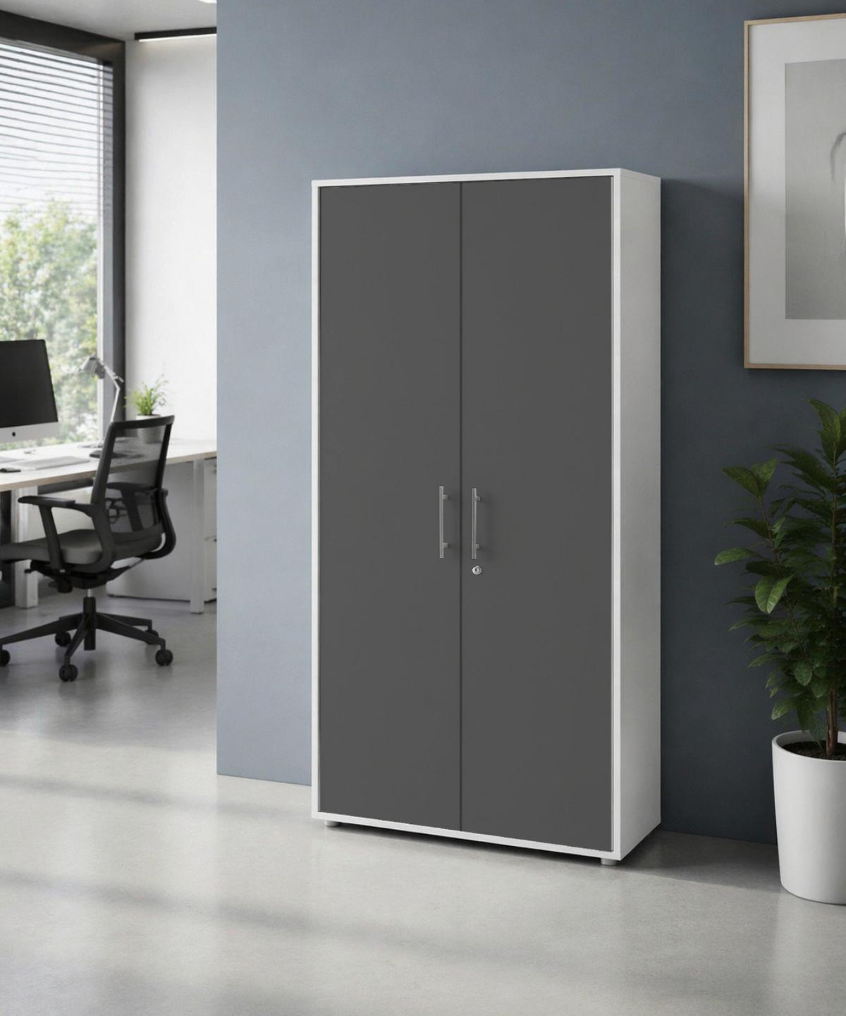 AKTENSCHRANK OFFICE EDITION - Anthrazit/Weiß, MODERN, Holzwerkstoff (84,4/185,6/33cm) - MID.YOU