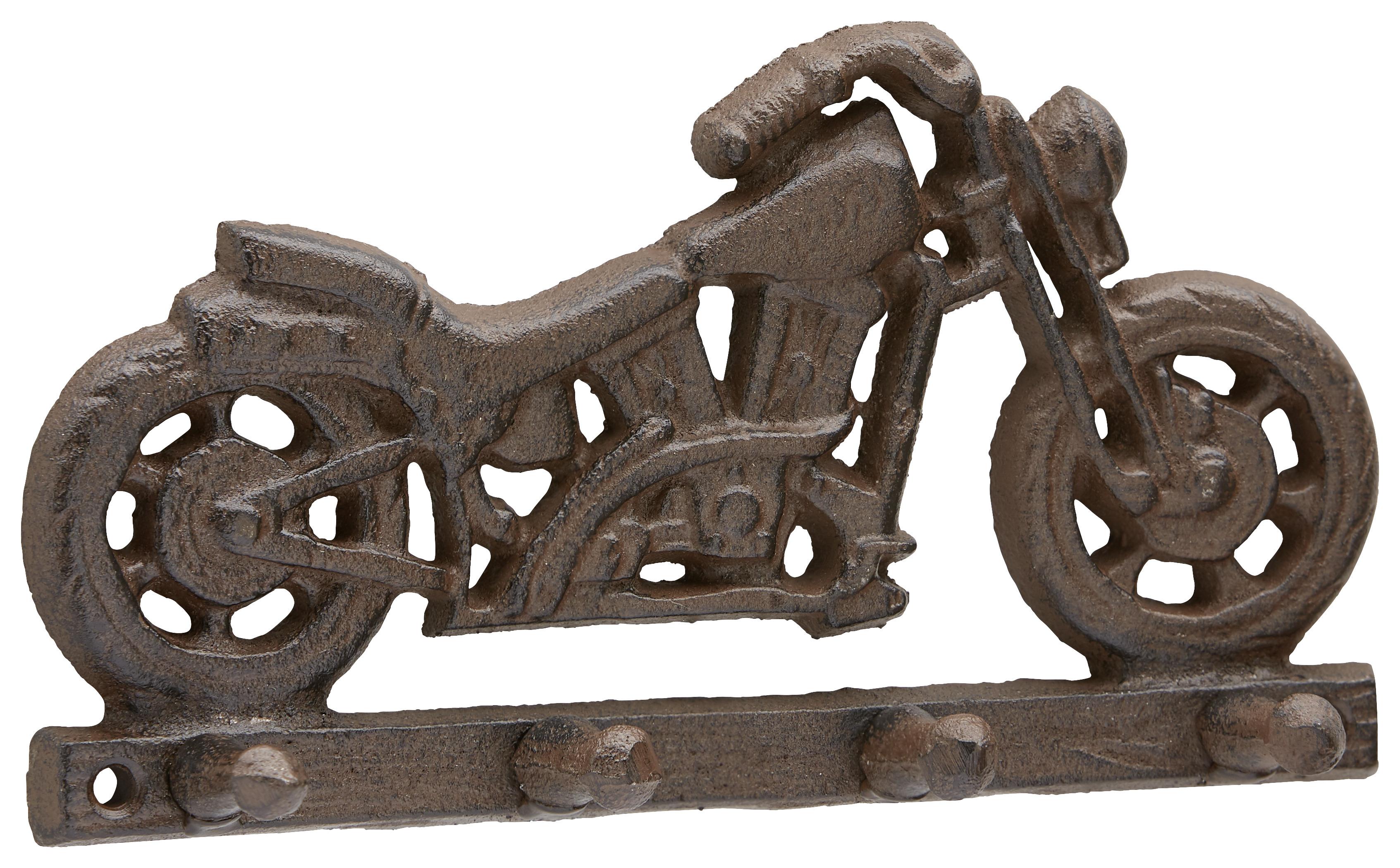Lišta S Háčky Motorbike - hnědá, kov (20/11/4cm) - Modern Living
