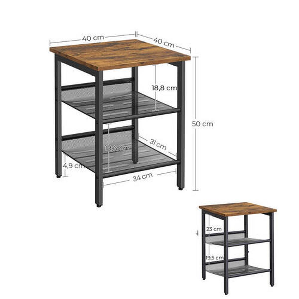 Beistelltisch 2-Tlg. Set, Mit Ablagefächer, Braun, Schwarz - Schwarz/Braun, Trend, Holzwerkstoff/Metall (40/40/50cm) - Boxxx