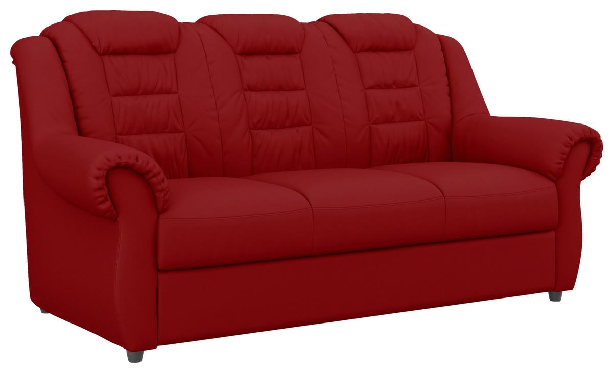 3-sitzer-sofa Boston Rot Lederlook - Rot/Schwarz, KONVENTIONELL, Textil (196/102/101cm) - Livetastic