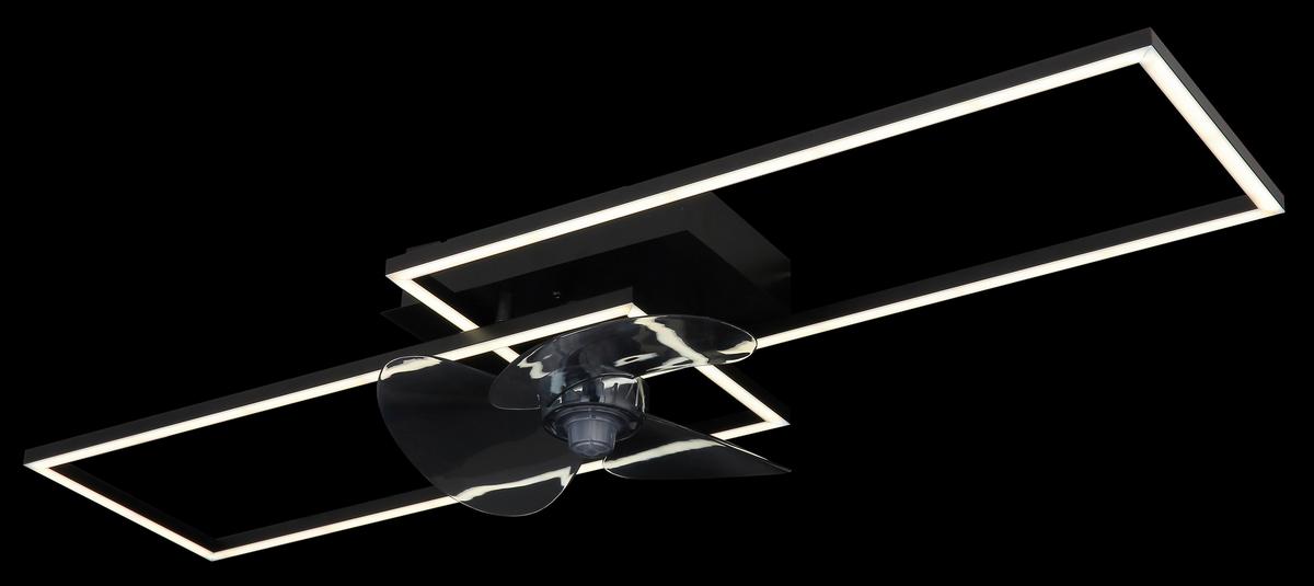 Deckenventilator 67243-30bf - Opal/Schwarz, Design, Kunststoff/Metall (90/30/15cm) - Globo
