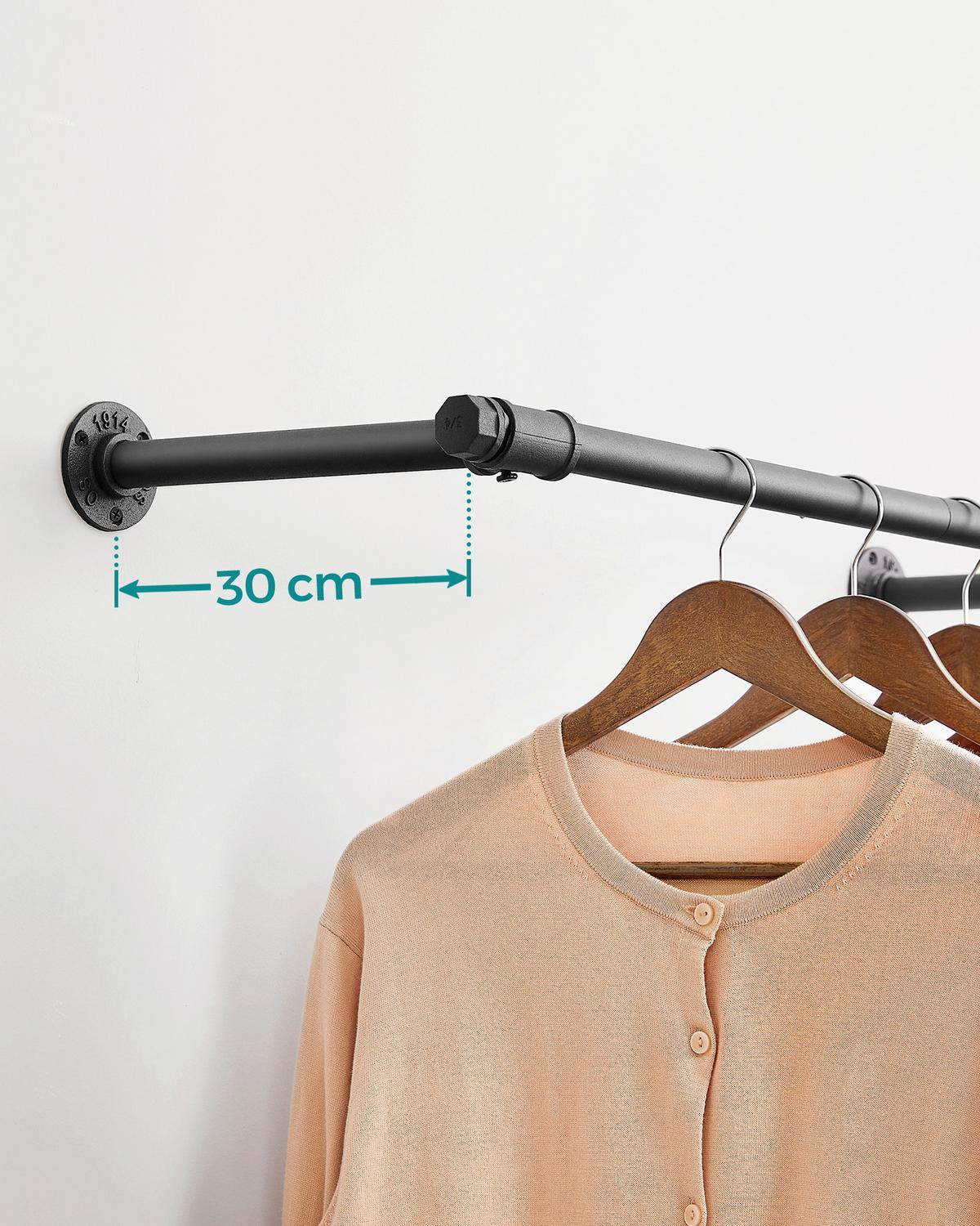 Wandgarderobe Schwarz B: 84 cm - Schwarz, Basics, Metall (84/7/30cm)