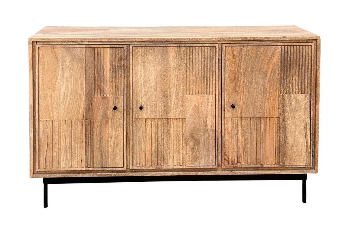 SIDEBOARD Schwarz/Naturfarben B: 130cm - Schwarz/Naturfarben, Design, Holz/Metall (130/80/40cm) - MID.YOU
