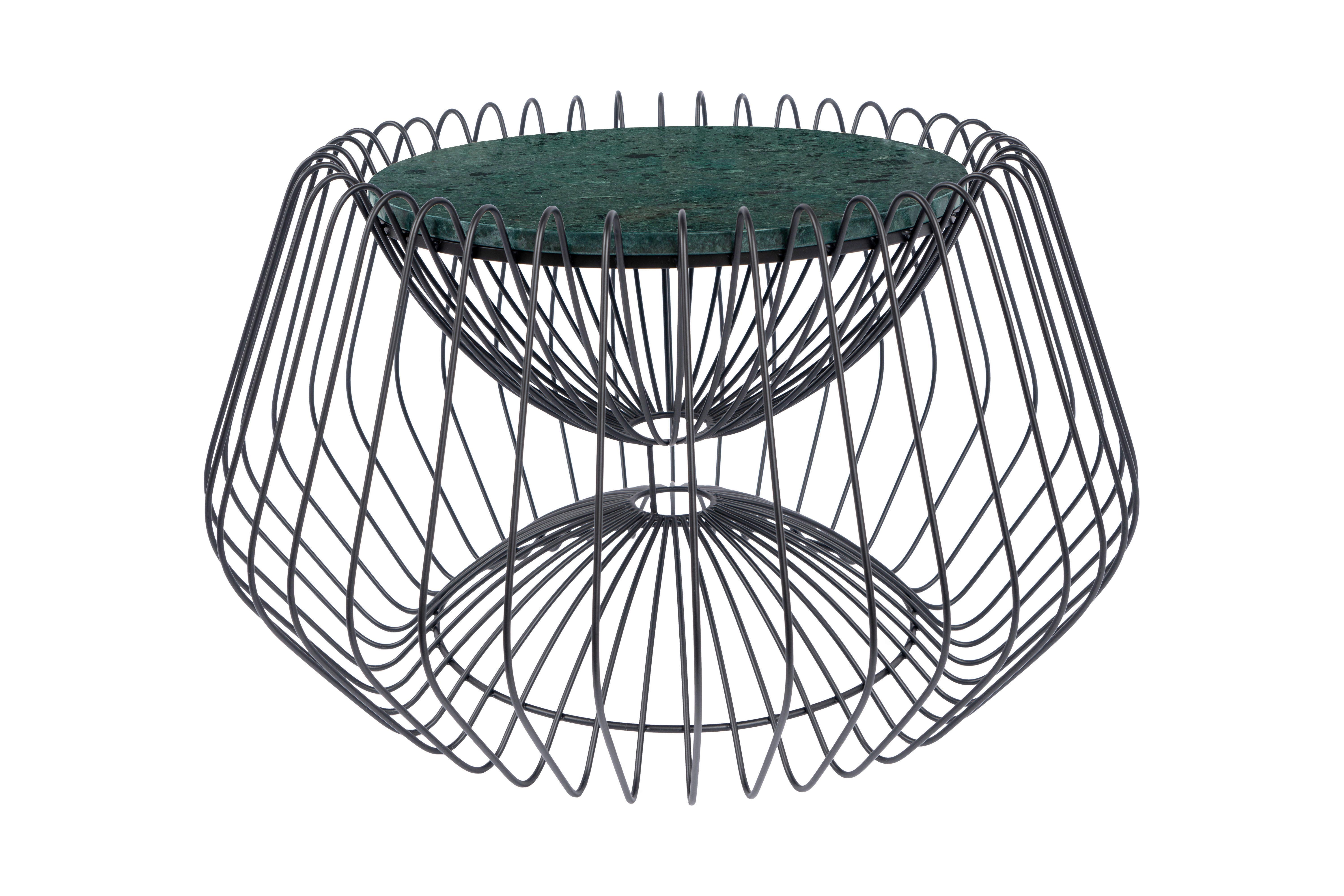 Beistelltisch mit Marmorplatte Malibu, Grün/Schwarz - Schwarz/Grün, LIFESTYLE, Stein/Metall (60/60/35cm) - Kayoom