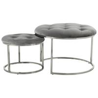 Hockerset 2-Teilig Myla 100 Grau/Silberfarben D: 60/40 cm - Silberfarben/Grau, Design, Textil (40+60cm) - Kayoom