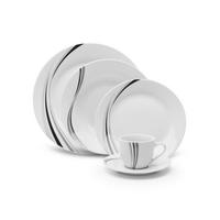 Kombiservice Lydia Keramik 4 Personen Geschirr Set - Schwarz/Weiß, MODERN, Keramik - Luca Bessoni