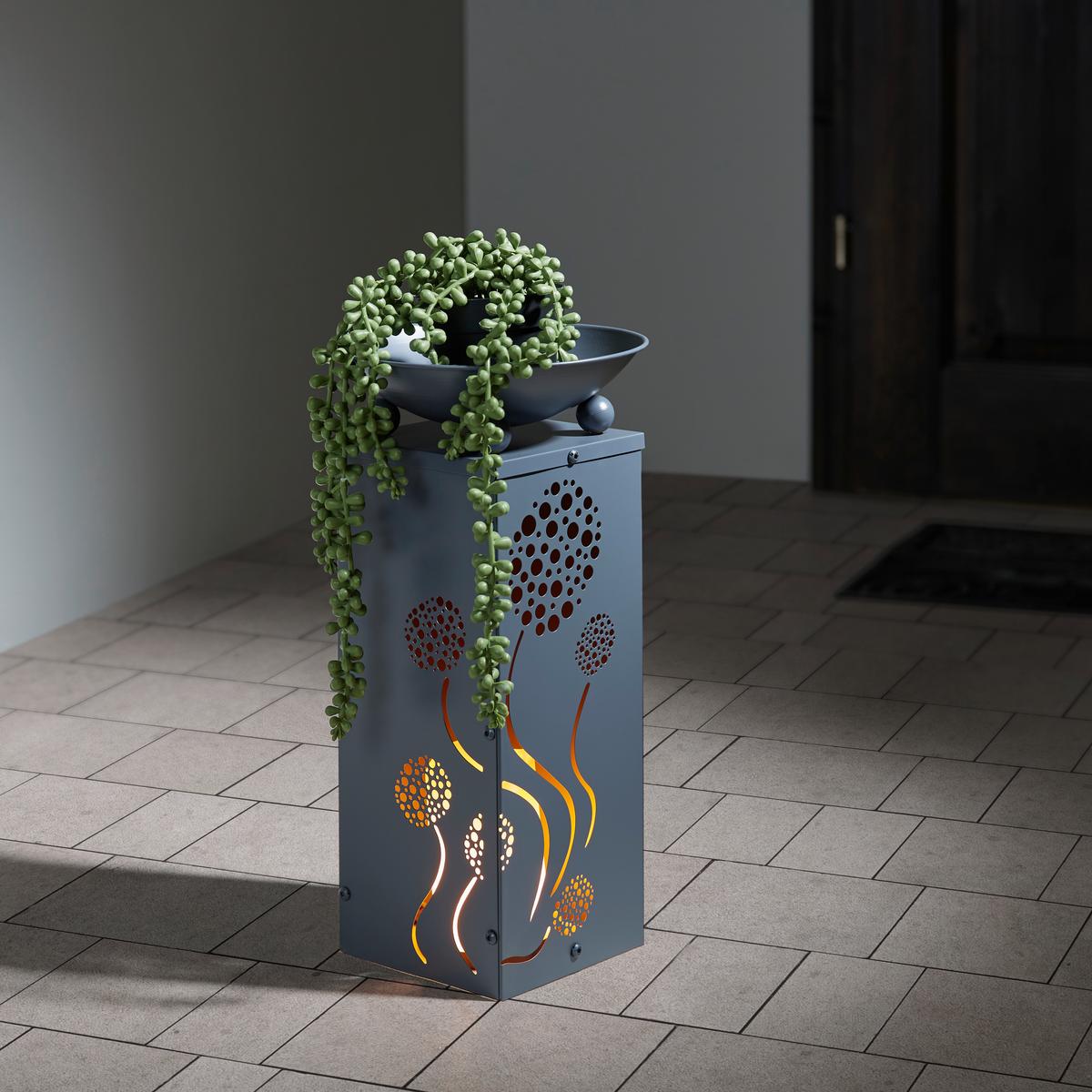 Led Dekosäule mit Schale Pusteblume H: 39 cm - Grau, Basics, Metall (21/21/39cm)