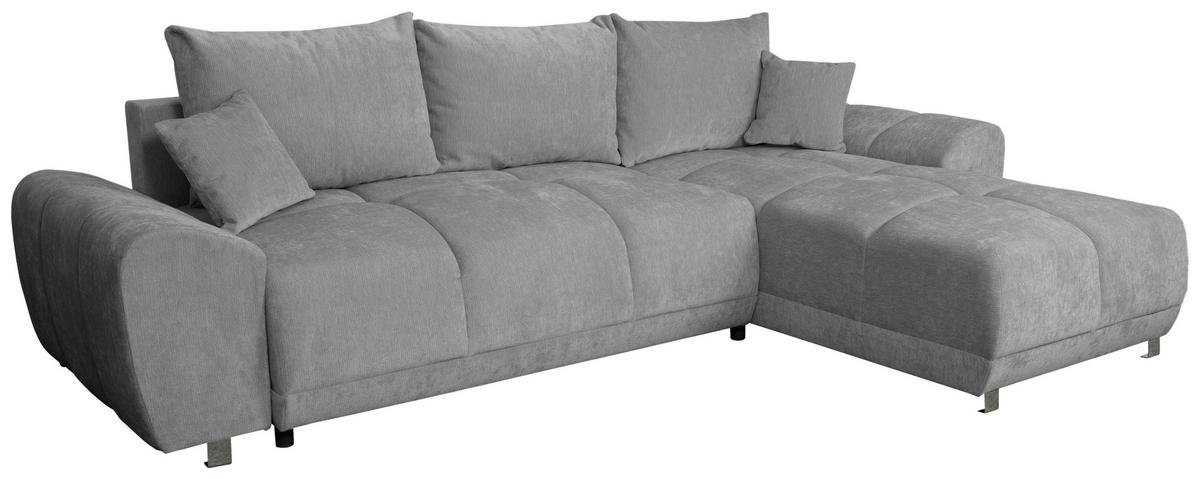 ECKSCHLAFSOFA Ramon, Dunkelgrau S: 296x182cm - Chromfarben/Dunkelgrau, Trend, Textil (296/182cm)
