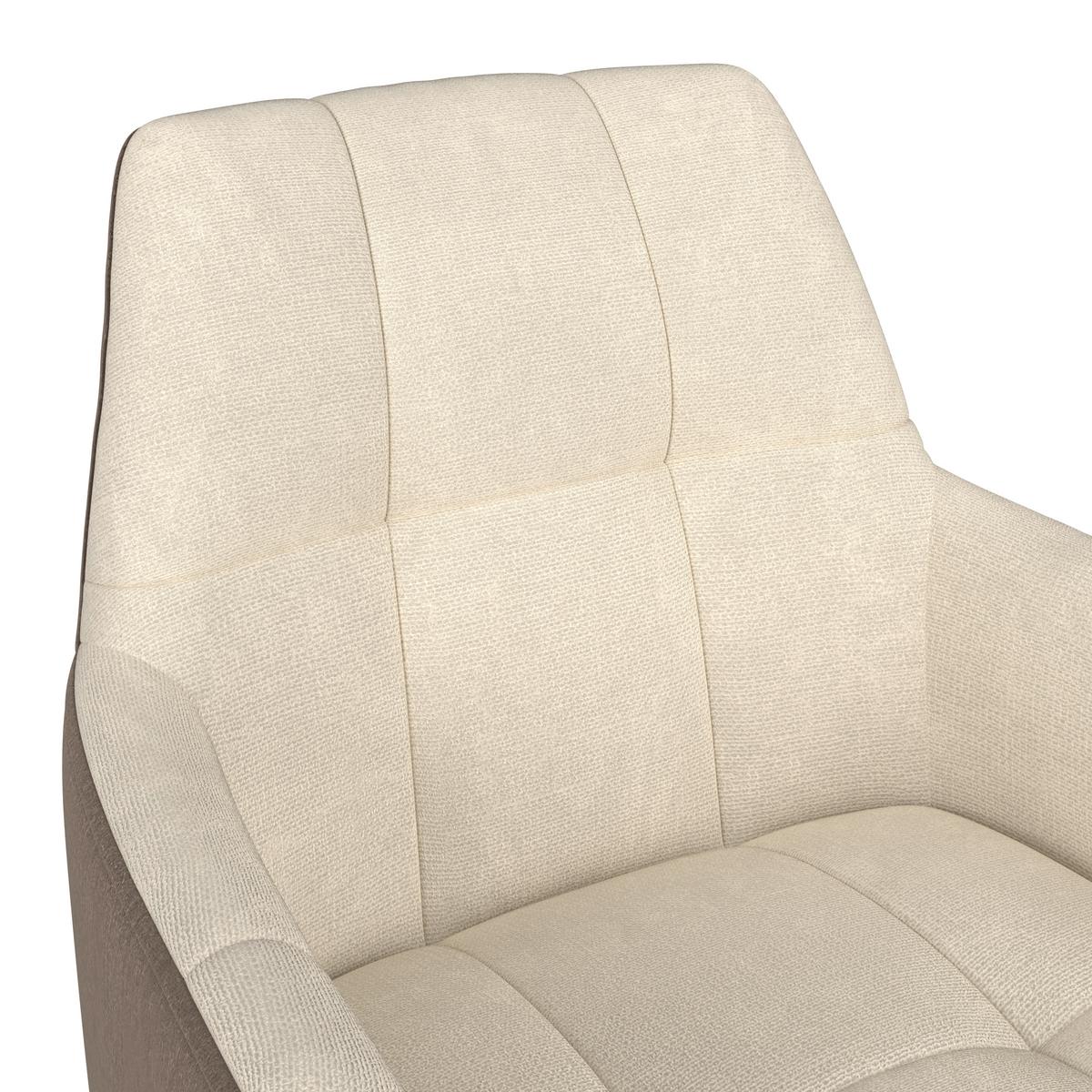 Armlehnstuhl Elke beige Eiche massiv, drehbar, B: 61cm - Creme/Braun, KONVENTIONELL, Holz/Textil (61/88/66,5cm)