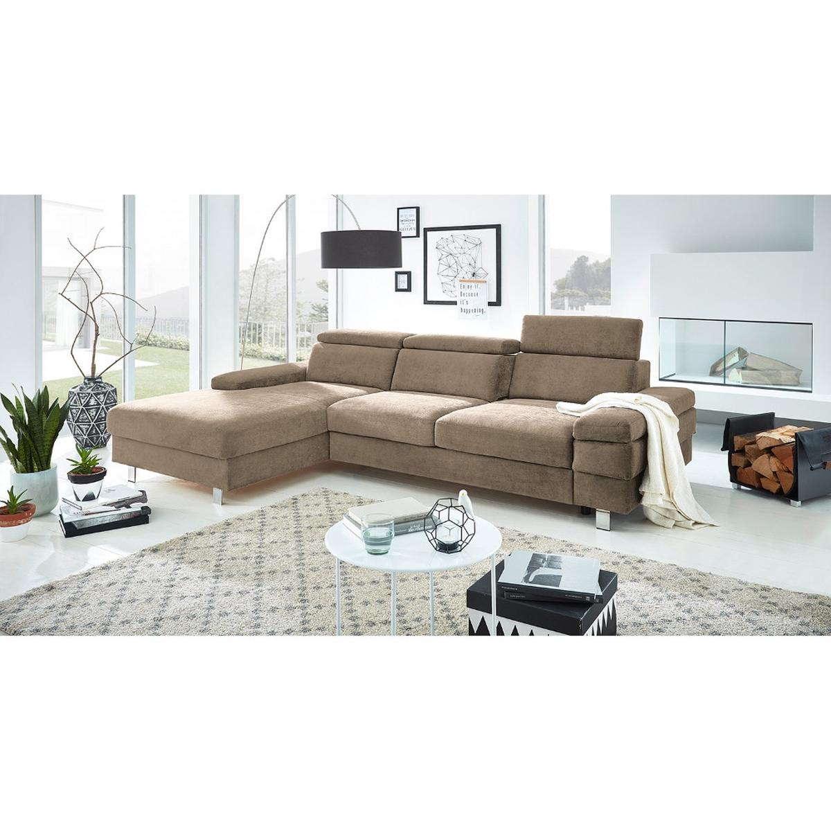 Ecksofa Elvis Schlammfarben S: 182x259 Cm - Schlammfarben/Silberfarben, KONVENTIONELL, Textil (182/259cm) - Trendmanufaktur