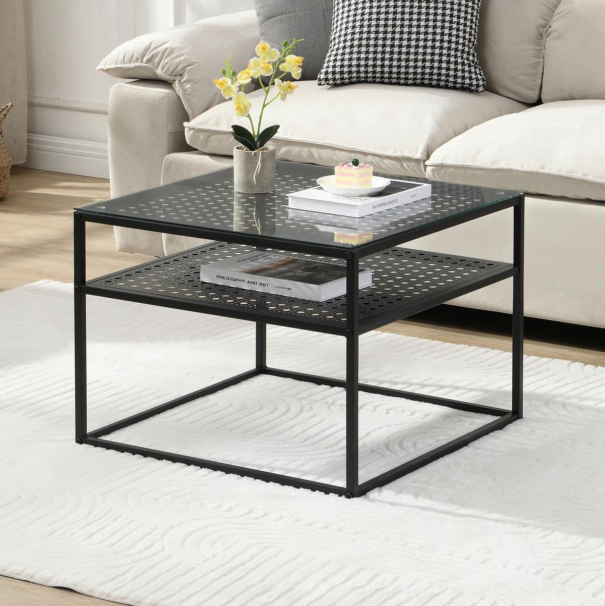 COUCHTISCH Schwarz L: 60cm - Schwarz, Design, Glas/Metall (60/60/45cm) - MID.YOU