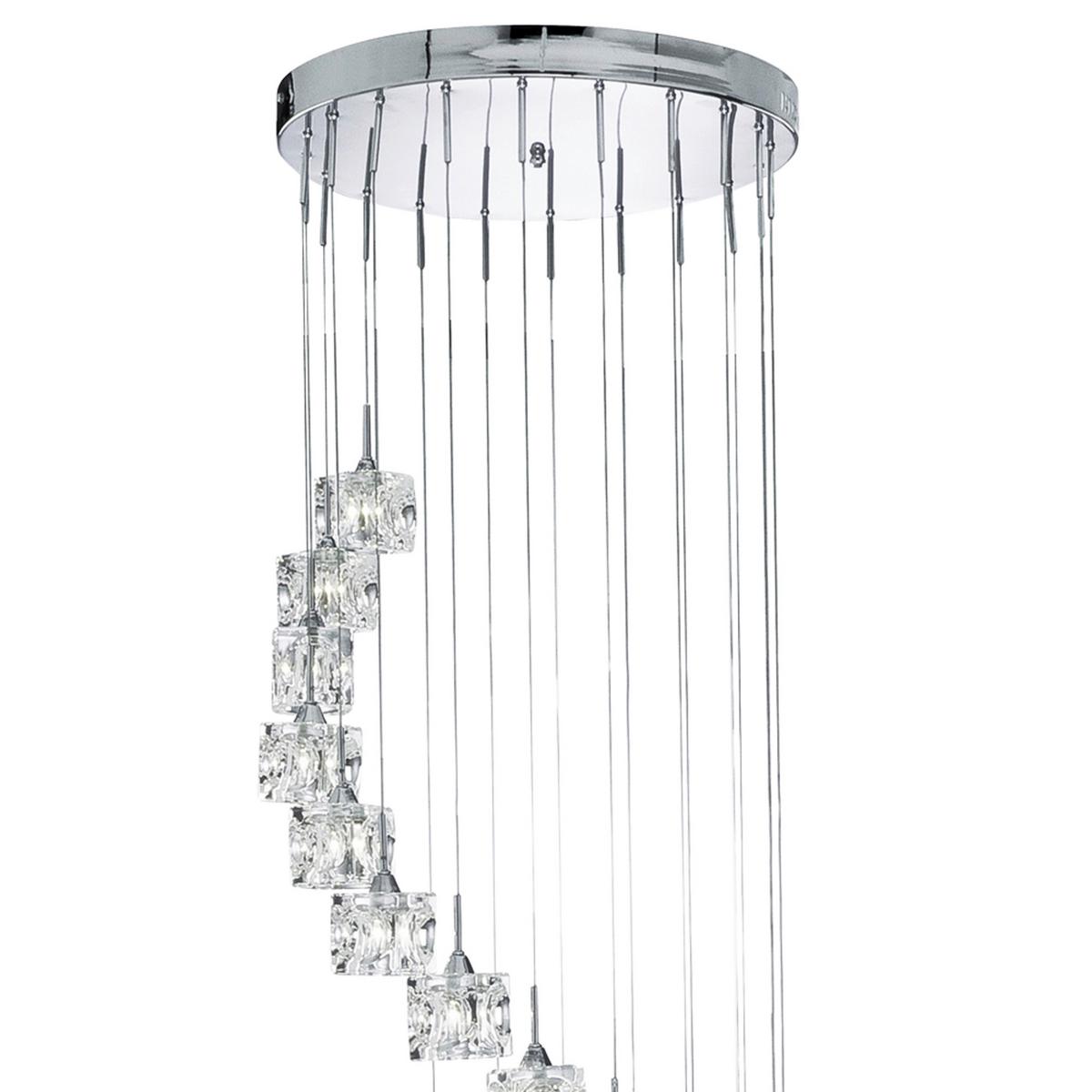 Led Függőlámpa Ice Cube Led 6720-20-Led - krómszínű, Design, üveg/fém (45/45/180cm)