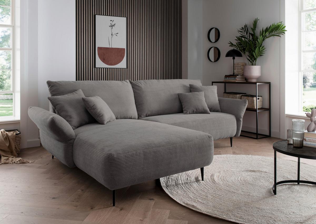 Ecksofa Vanilla Grau S: 178/286-302 Cm - Schwarz/Grau, Design, Textil (178/264-302cm) - Livetastic