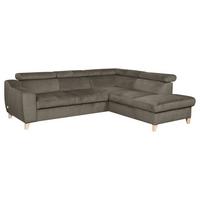 Ecksofa Aspen Mit Bettkasten Webstoff Graubraun 245x208 Cm - Graubraun/Buchefarben, Design, Textil (245/208cm) - Livetastic