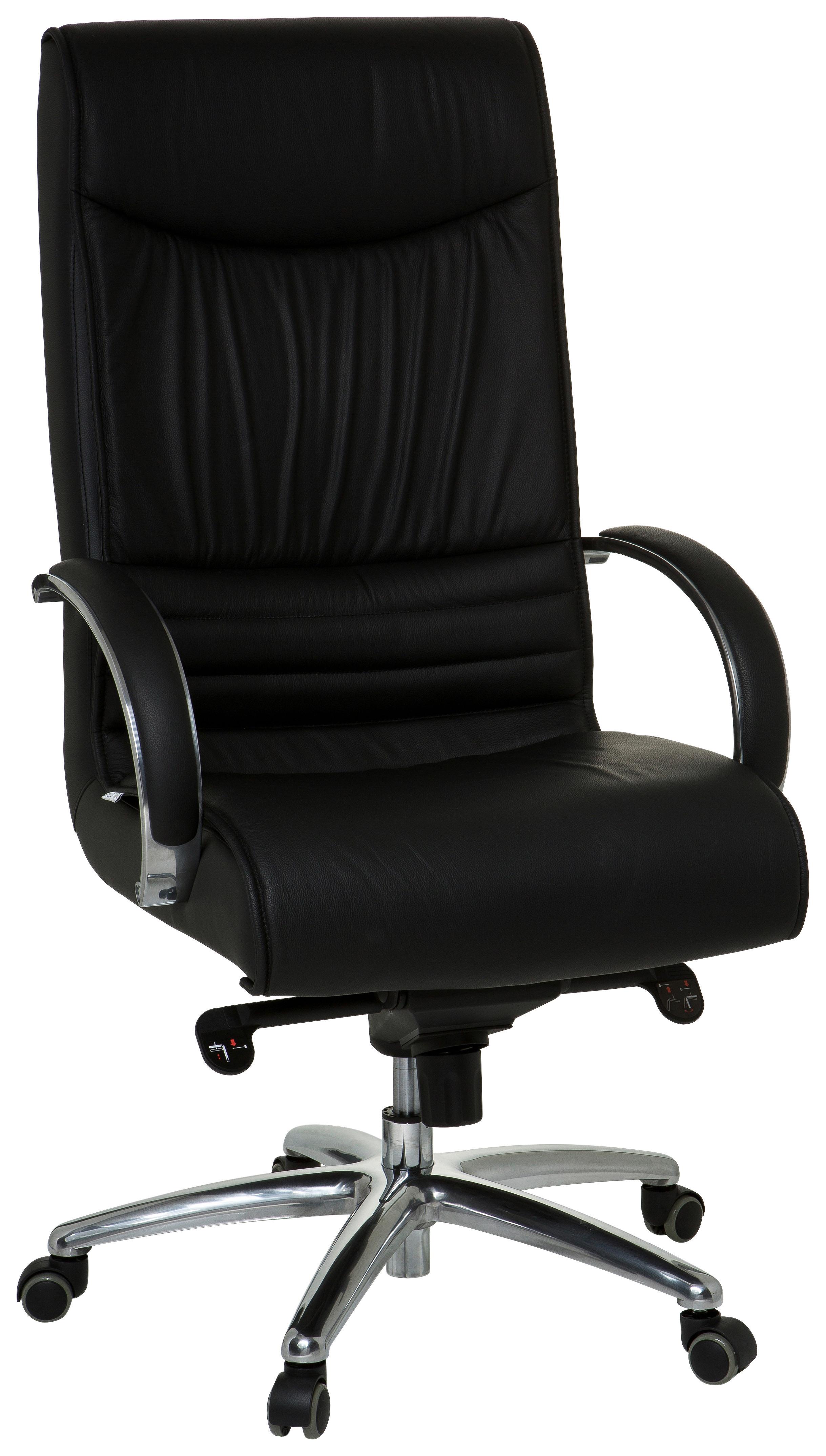 Chefsessel XXL Schwarz Bis 150 Kg - Silberfarben/Schwarz, Basics, Leder/Kunststoff (60/130/47cm) - MID.YOU