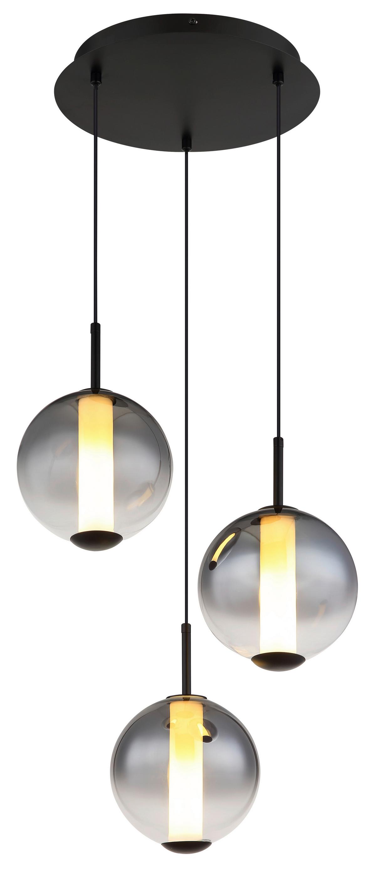 LED-Hängeleuchte Lacy Grau Schwarz Weiß D: 38 cm - Schwarz/Weiß, KONVENTIONELL, Glas/Kunststoff (38/120cm) - Globo