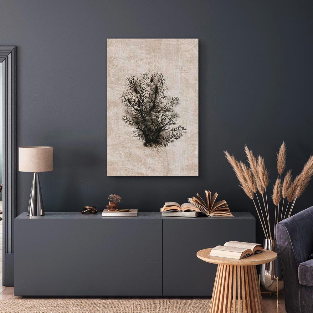 Leinwandbild Oceanic Schwarz Beige B: 40 Cm - Beige/Schwarz, Basics, Holzwerkstoff/Textil (40/60/1.2cm) - artgeist