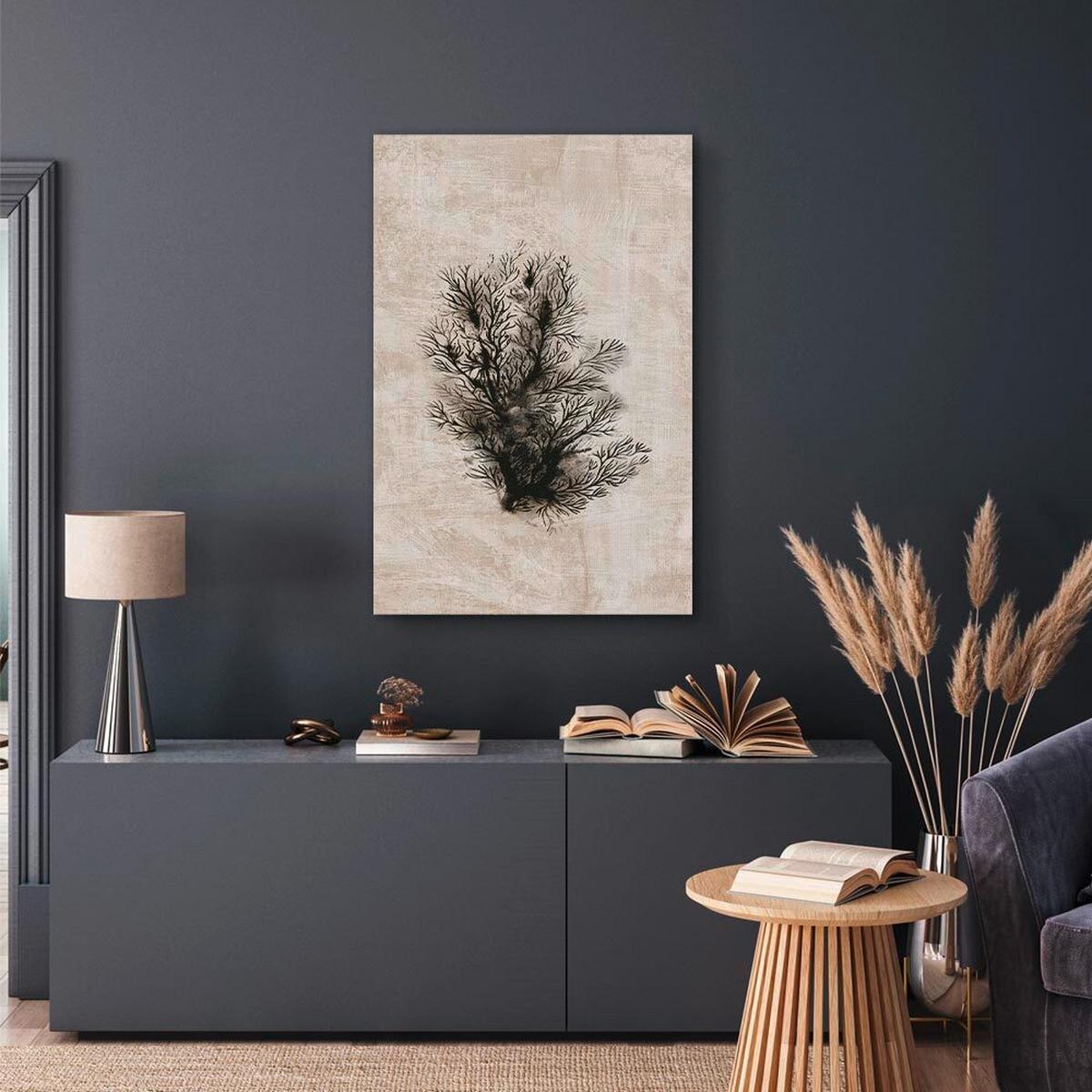 Leinwandbild Oceanic Schwarz Beige B: 40 Cm - Beige/Schwarz, Basics, Holzwerkstoff/Textil (40/60/1.2cm) - artgeist