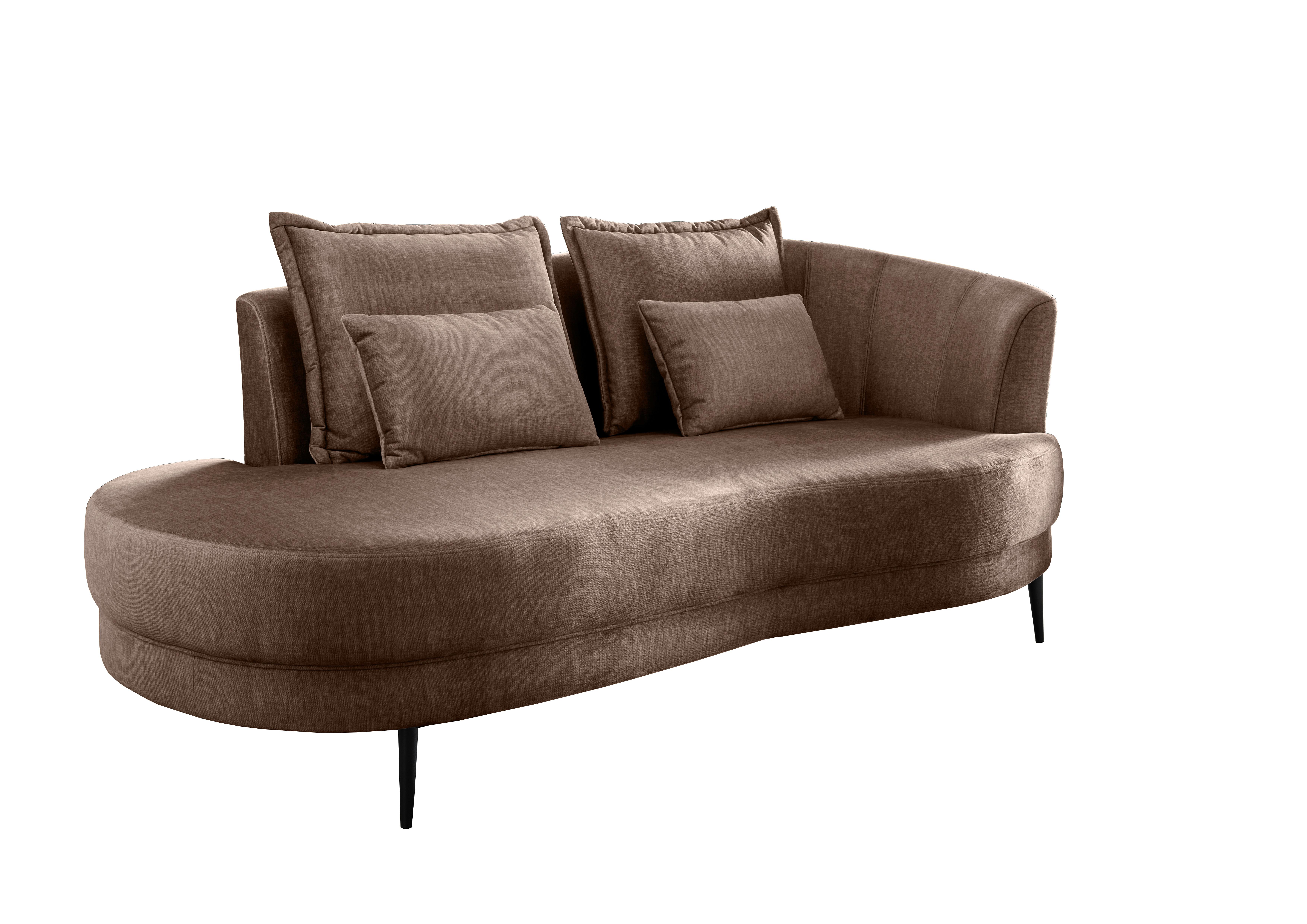 Ottomane Pistaccio Hellbraun Velours, Rücken Echt B: 211 cm - Hellbraun/Schwarz, MODERN, Textil (211/85/102cm) - Livetastic