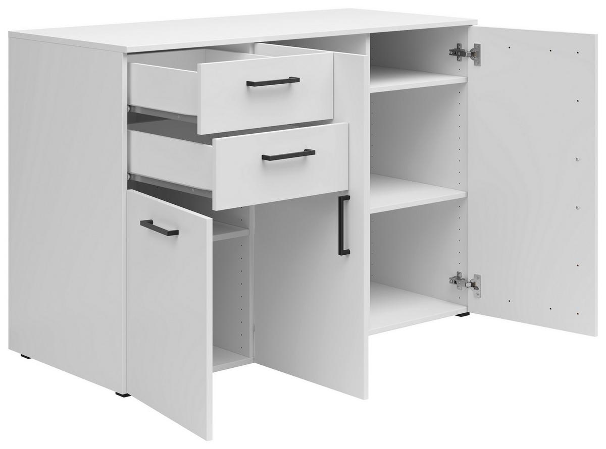 Komoda Cabinet š: 120 cm - bílá/černá, Moderní, kompozitní dřevo/plast (120/83/52cm)