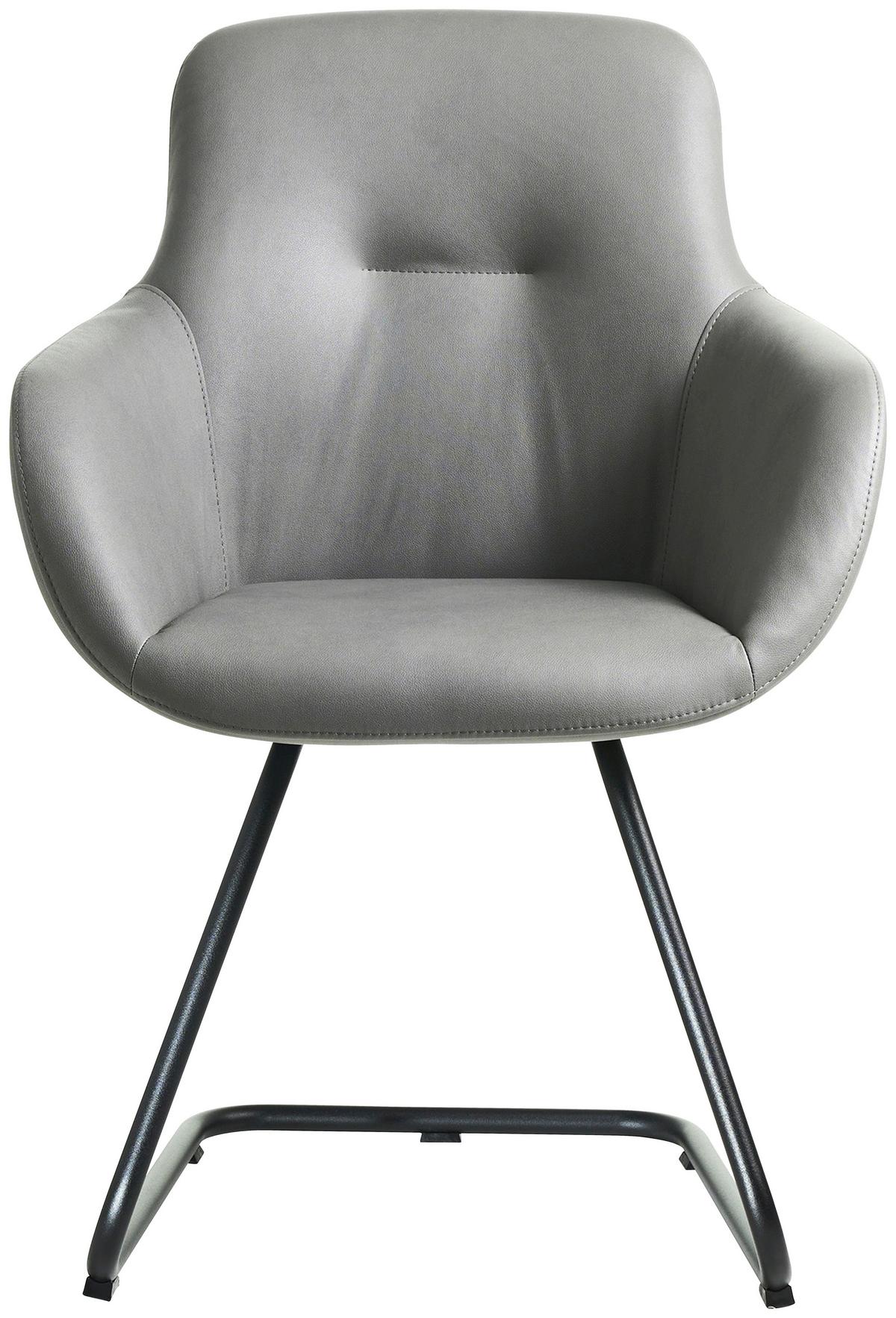 STOLIČKA S PODRÚČKAMI SWING-CHA - čierna/svetlosivá, Basics, kov/textil (62/89/61cm) - Celina Home