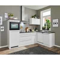 Eckküche Jazz 6 Weiß mit E-Geräten - Weiß Hochglanz/Anthrazit, Basics, Holzwerkstoff (260/175cm) - MID.YOU